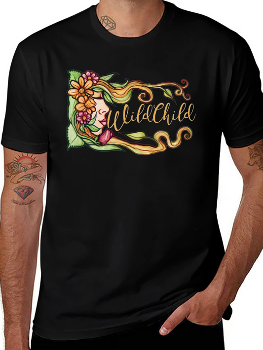 Wild Child Floral Graphic Black T-Shirt