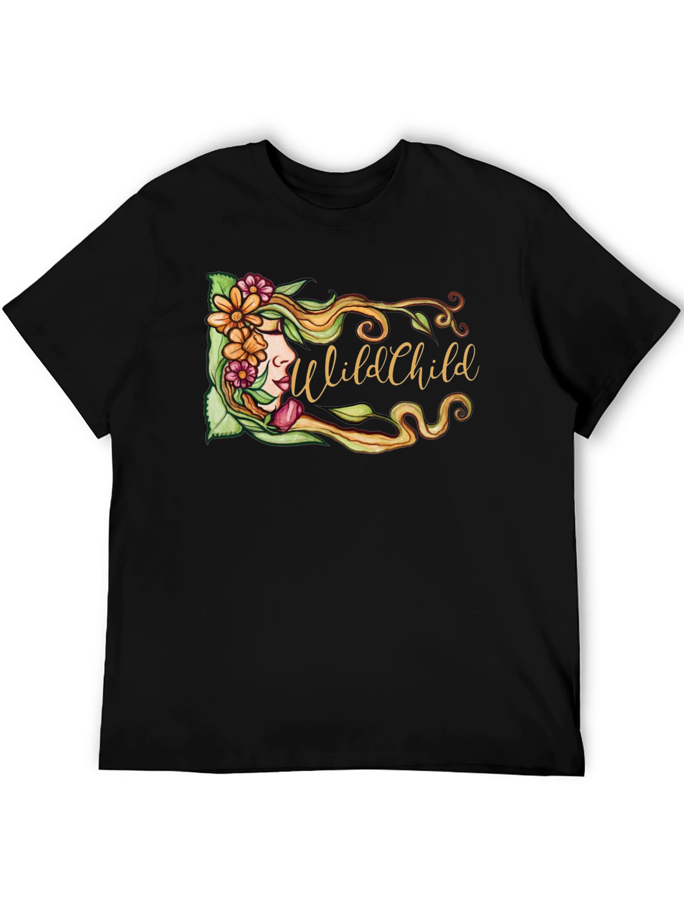 Wild Child Floral Graphic Black T-Shirt