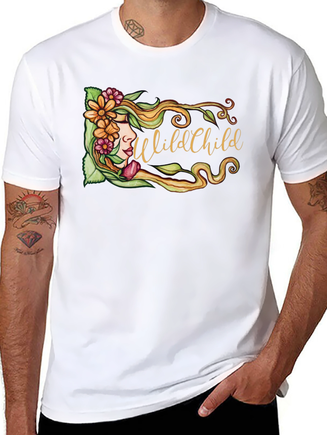 Wild Child Floral Graphic Black T-Shirt
