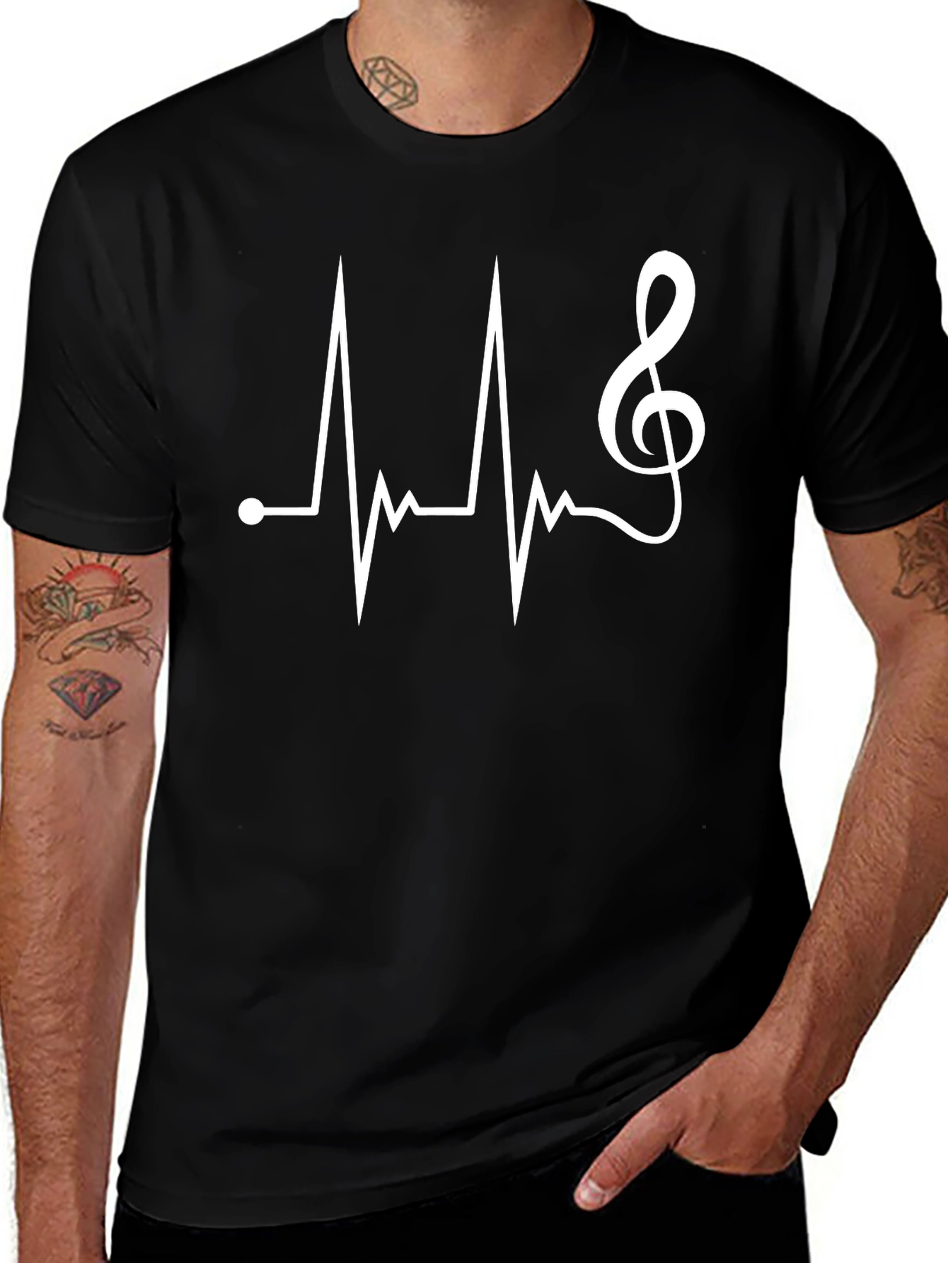 Music Heartbeat T-Shirt - Black Cotton Tee