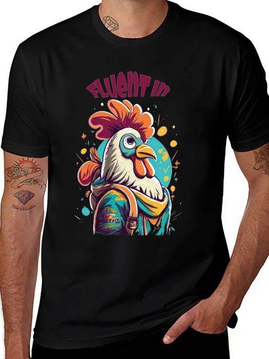 Cool Rooster T-Shirt - Fluent in Cluck!