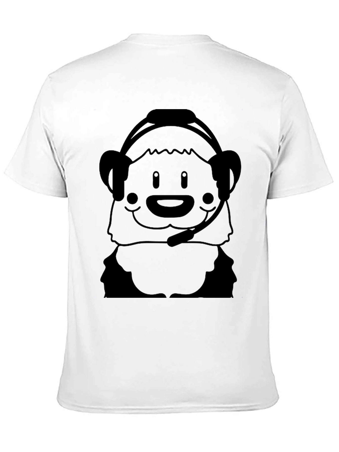 Cartoon Bear Headset Black T-Shirt