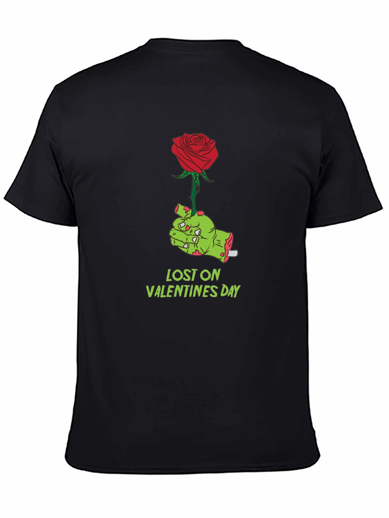 Lost on Valentines Day Zombie Hand Rose Graphic T-Shirt