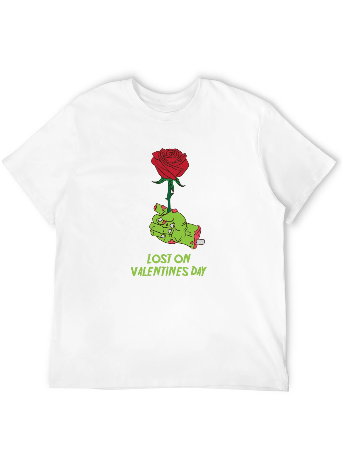 Lost on Valentines Day Zombie Hand Rose Graphic T-Shirt