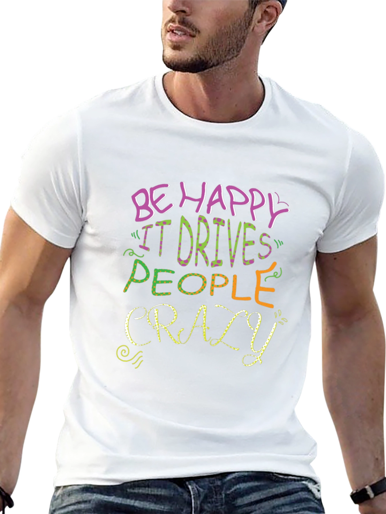 Be Happy Graphic T-Shirt - Mens Black Tee