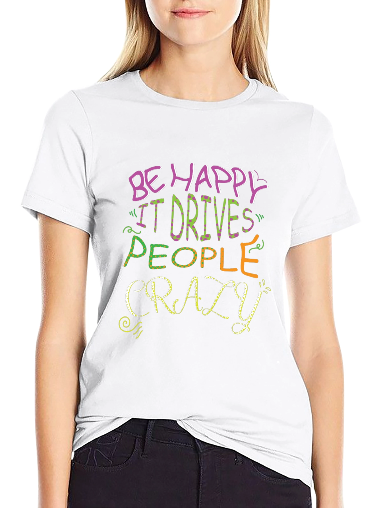 Be Happy Graphic T-Shirt - Mens Black Tee