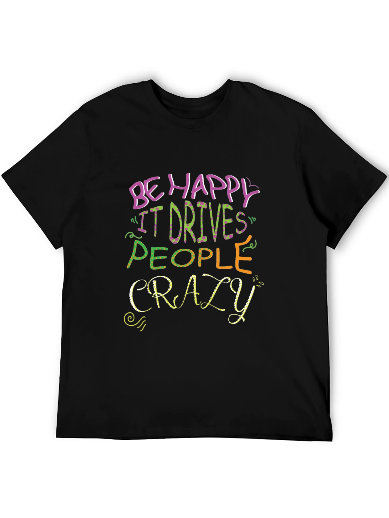 Be Happy Graphic T-Shirt - Mens Black Tee