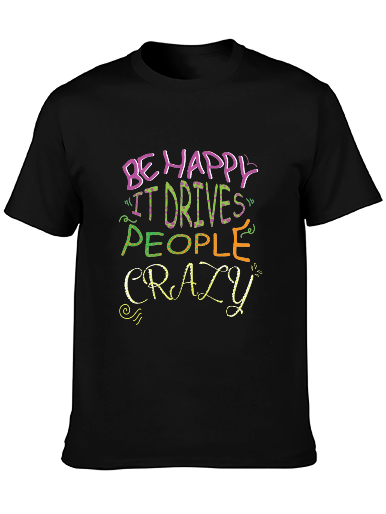 Be Happy Graphic T-Shirt - Mens Black Tee