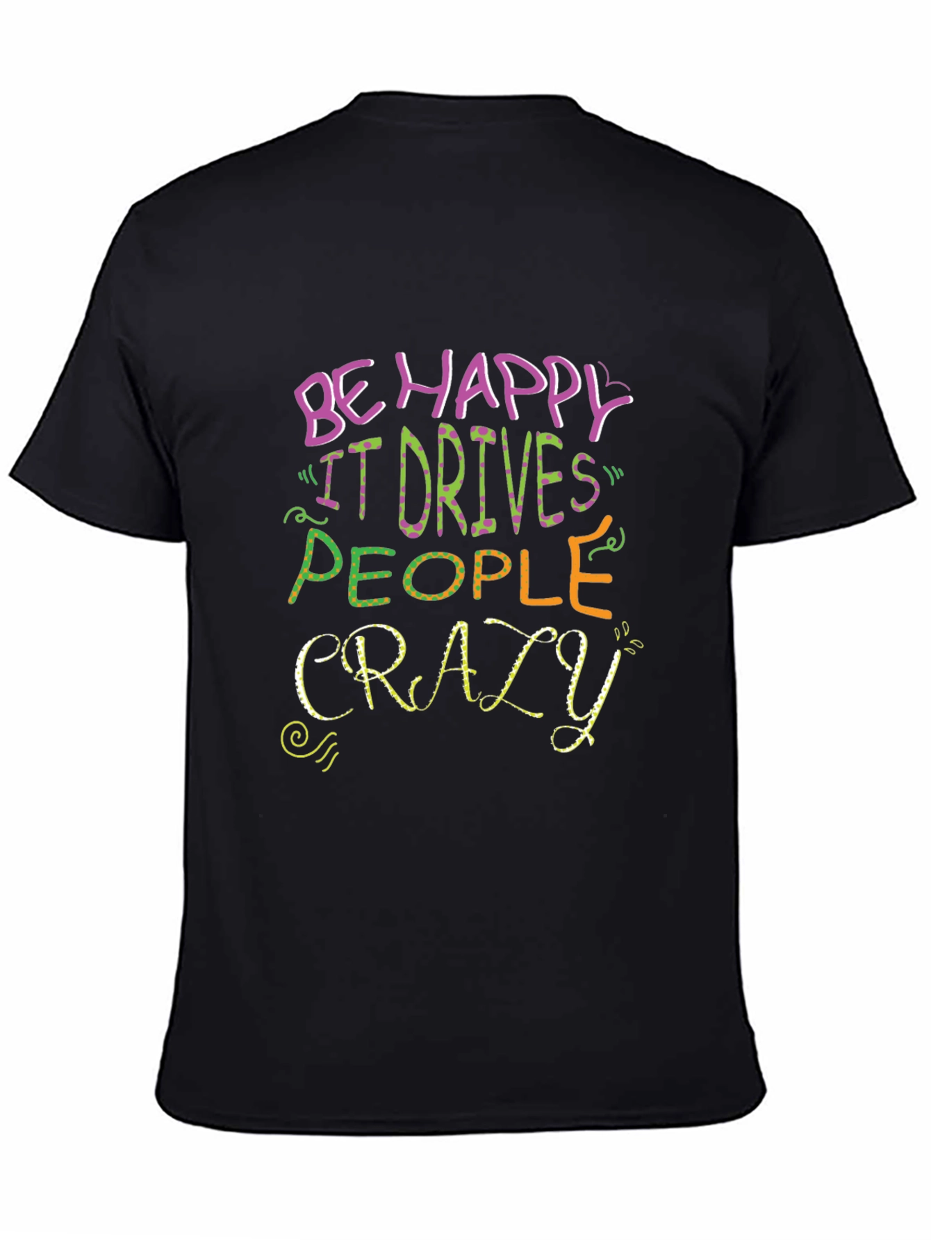 Be Happy Graphic T-Shirt - Mens Black Tee