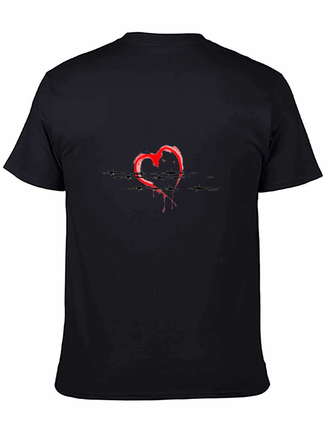 Black T-Shirt with Red Heart Design