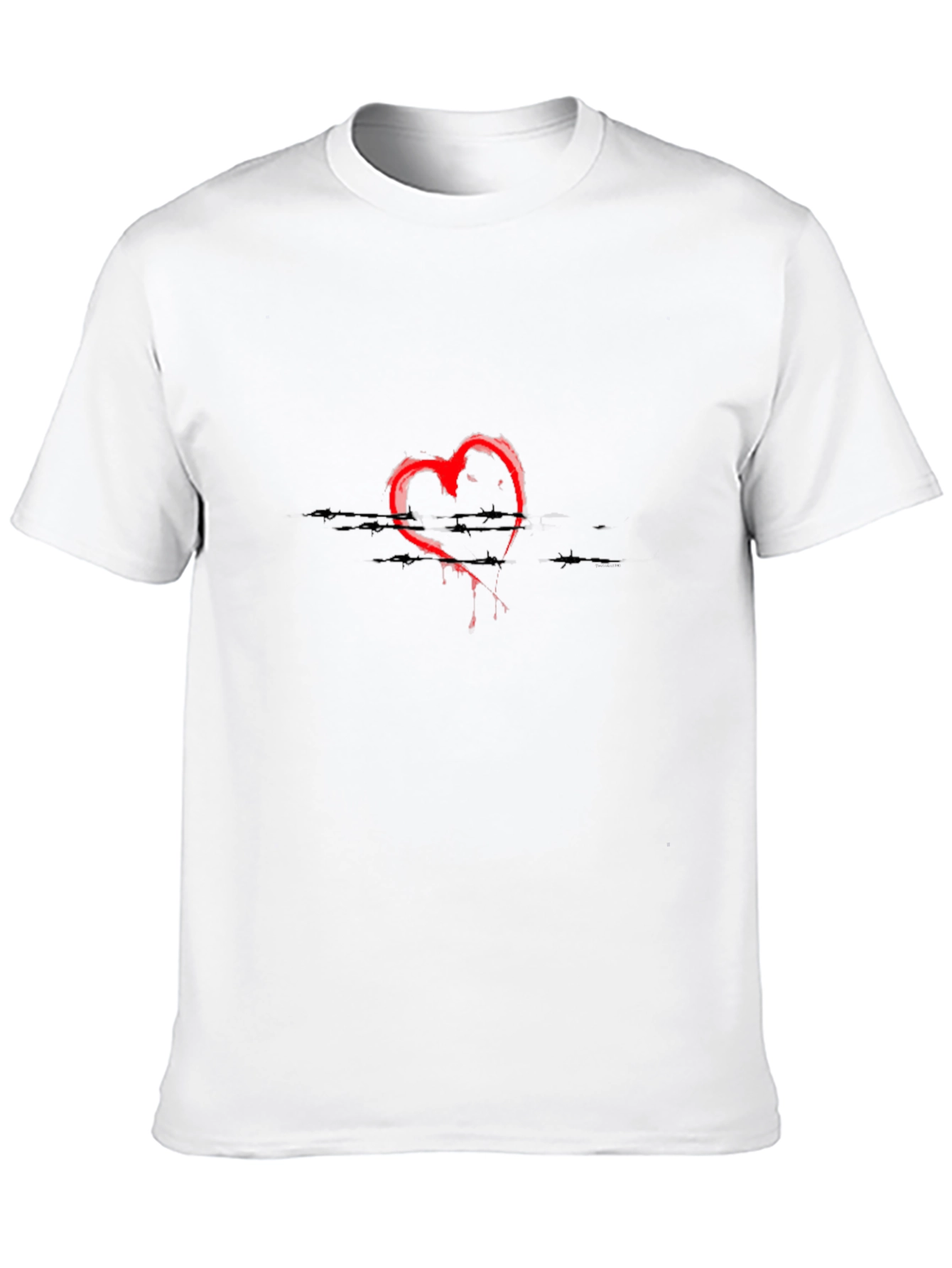 Black T-Shirt with Red Heart Design