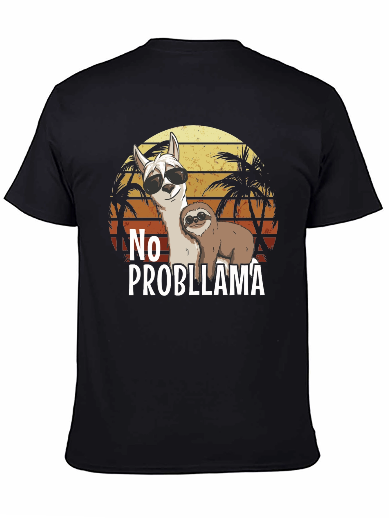 No Probllama T-Shirt Funny Sloth & Llama Graphic Tee