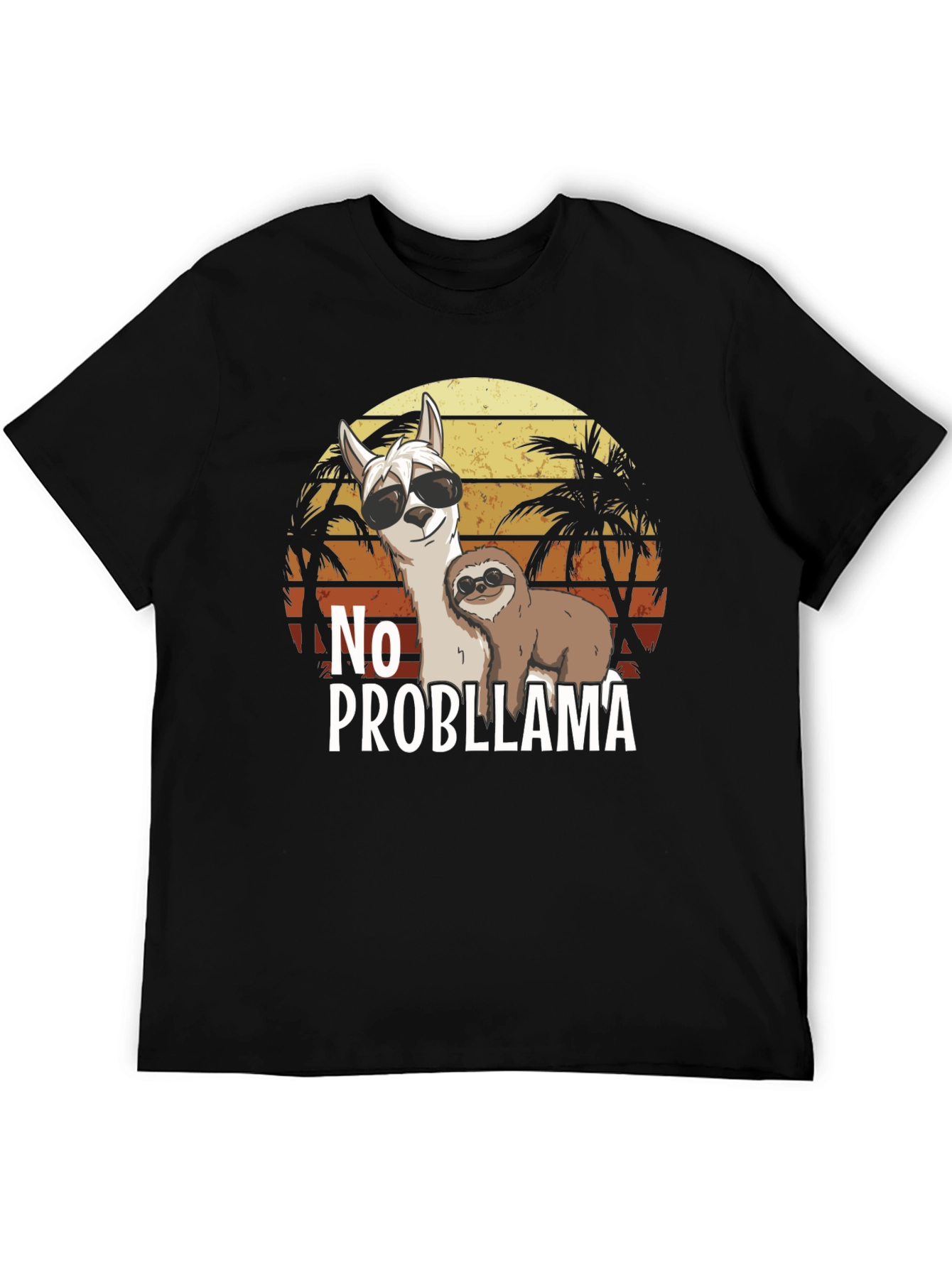 No Probllama T-Shirt Funny Sloth & Llama Graphic Tee
