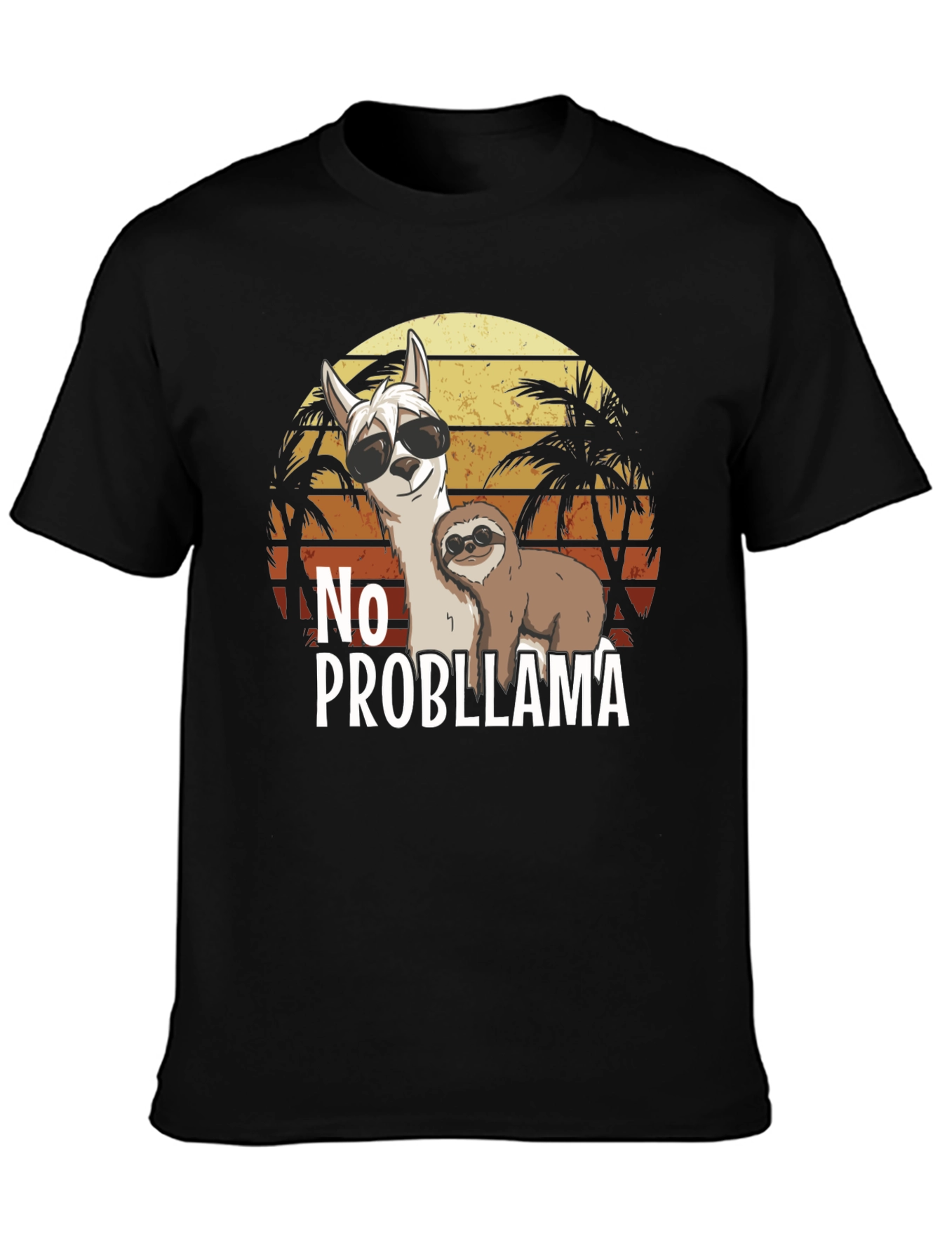 No Probllama T-Shirt Funny Sloth & Llama Graphic Tee