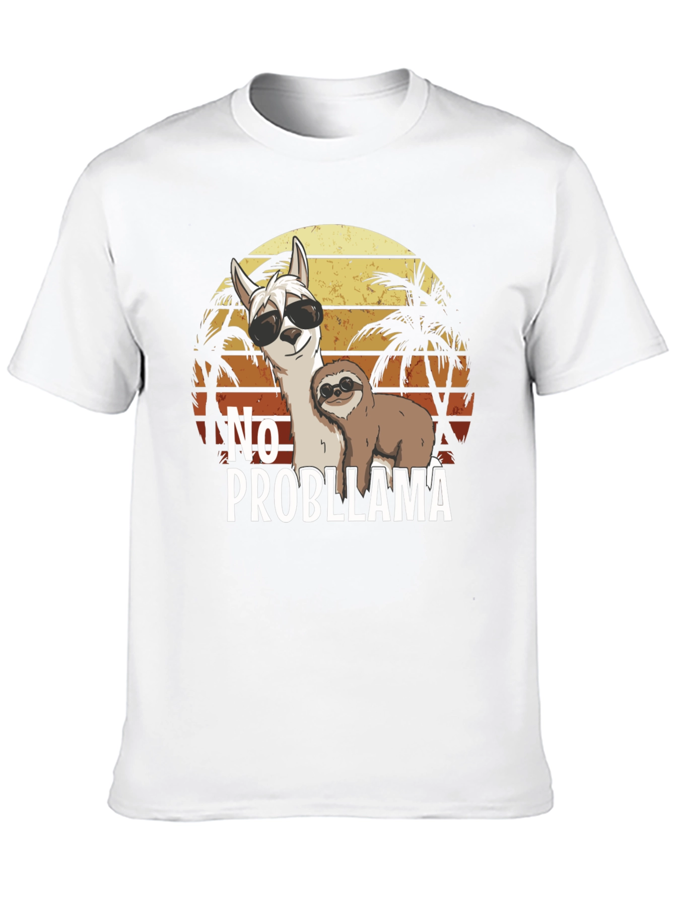 No Probllama T-Shirt Funny Sloth & Llama Graphic Tee