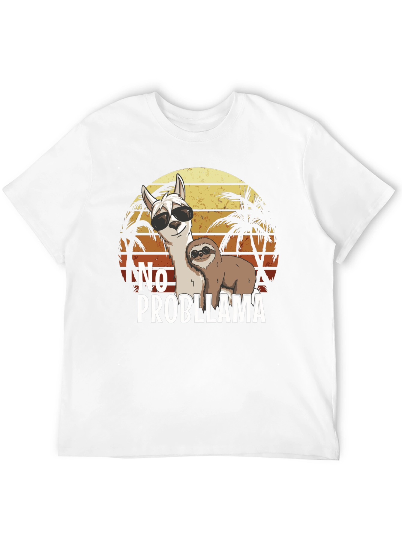 No Probllama T-Shirt Funny Sloth & Llama Graphic Tee