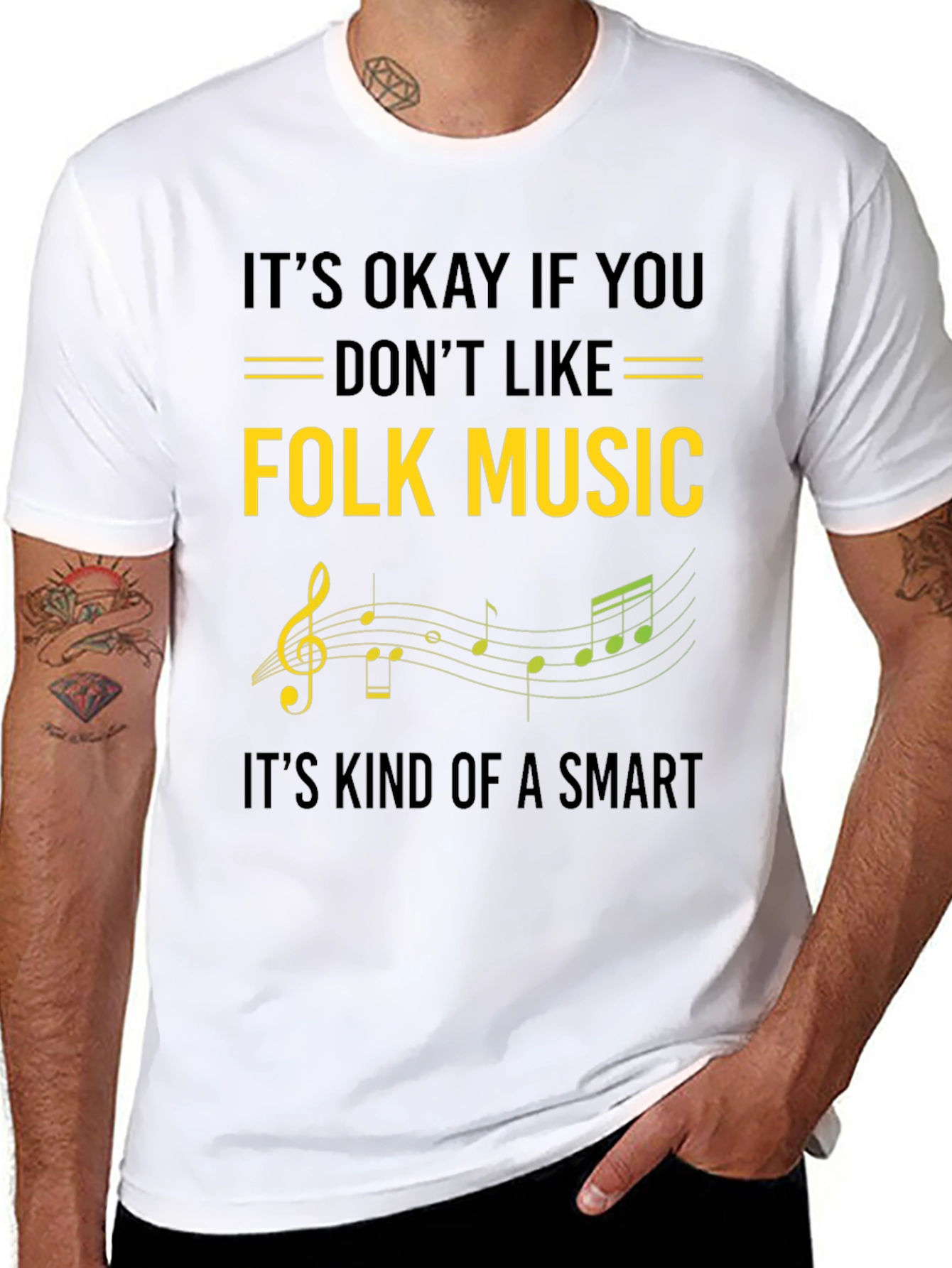 Folk Music Smart Black T-Shirt