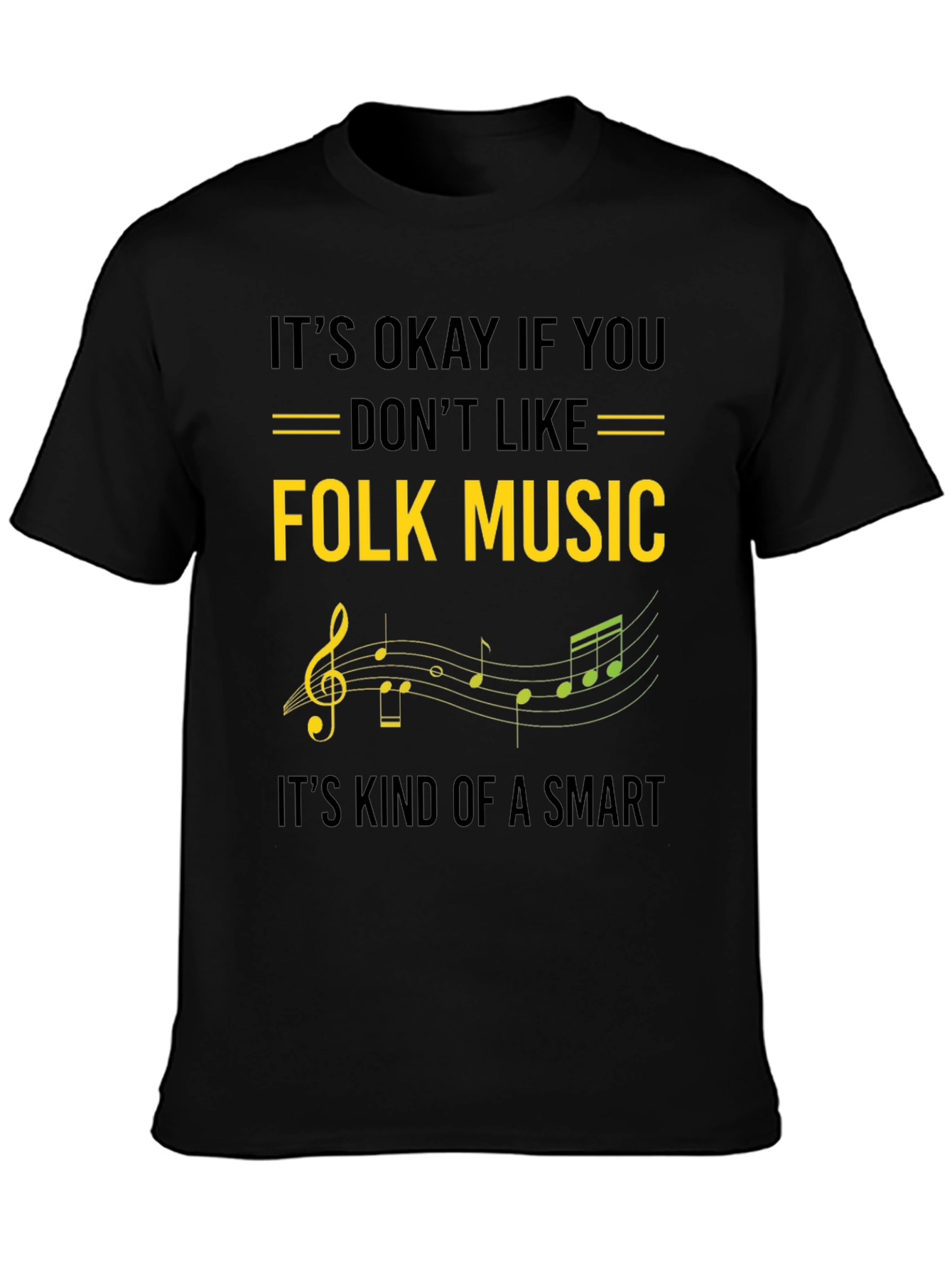 Folk Music Smart Black T-Shirt