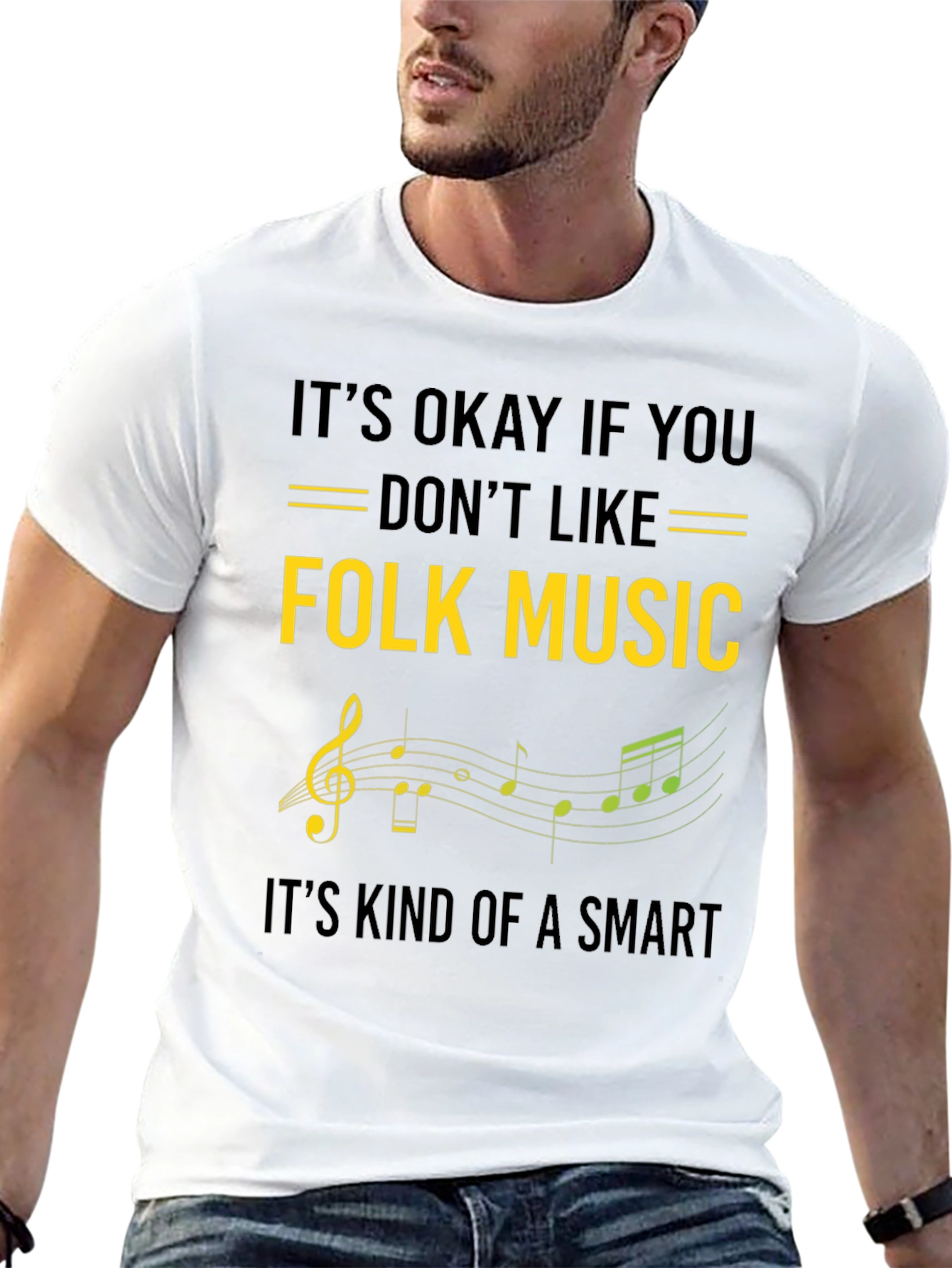 Folk Music Smart Black T-Shirt