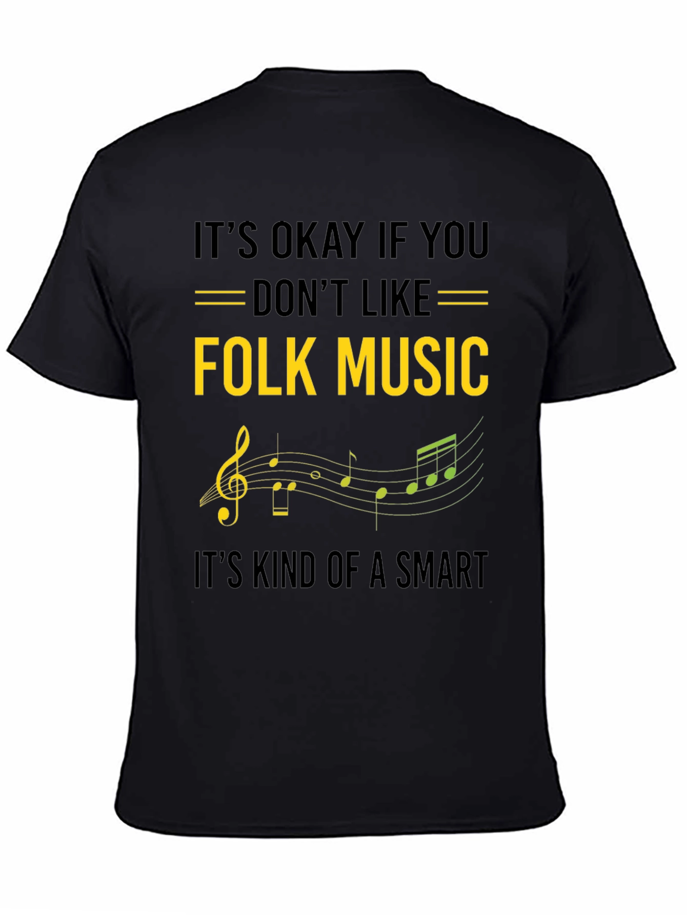 Folk Music Smart Black T-Shirt