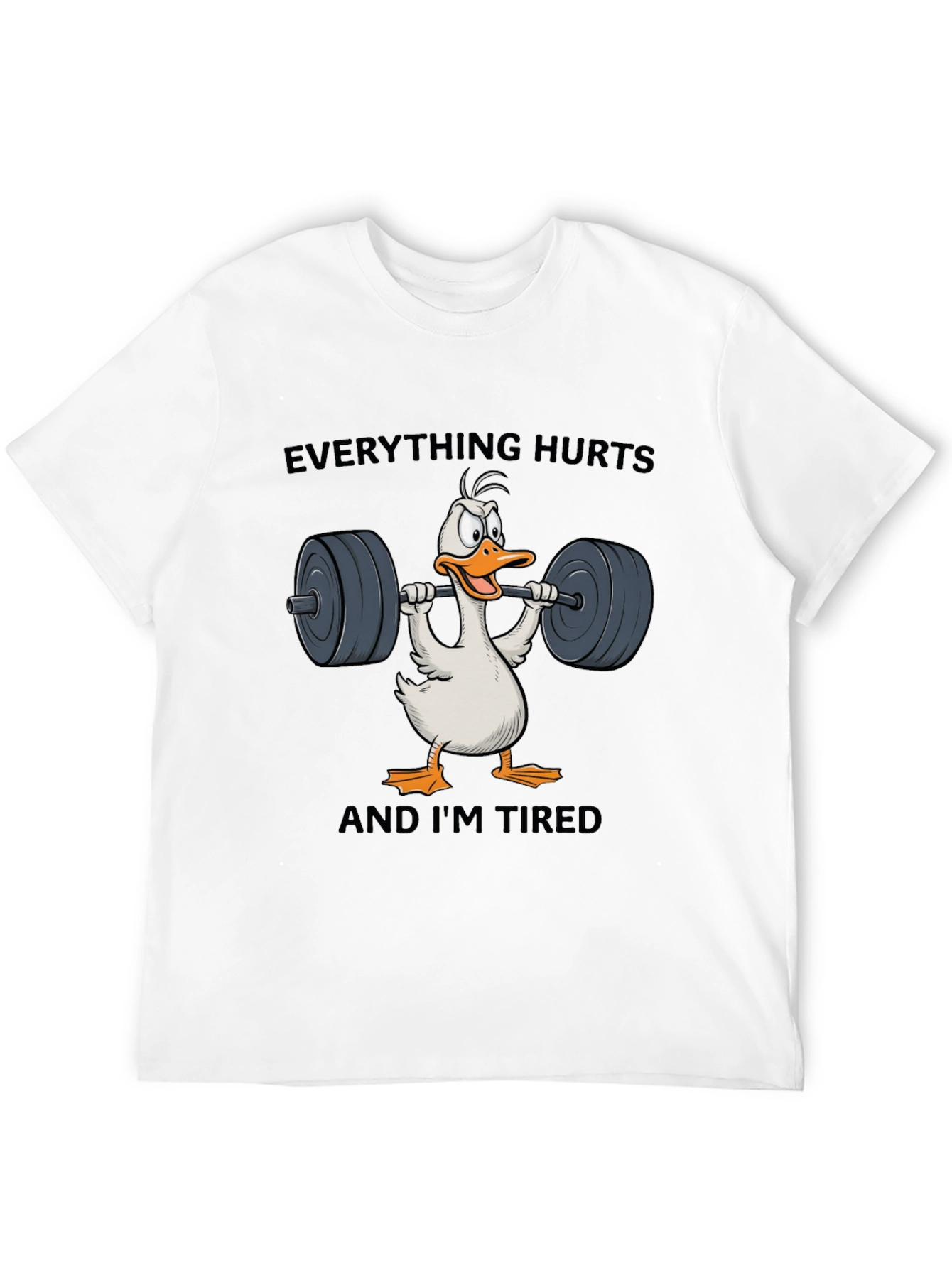 Funny Workout T-Shirt - Everything Hurts Duck
