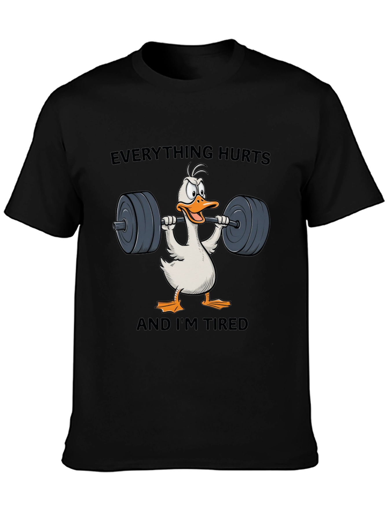 Funny Workout T-Shirt - Everything Hurts Duck