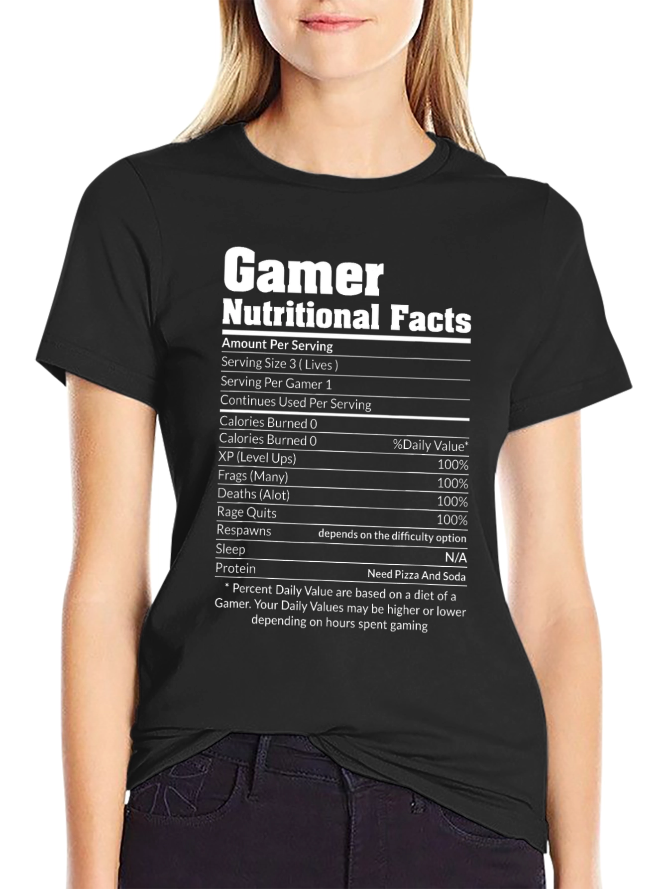 Gamer Nutritional Facts T-Shirt Funny Gaming Tee