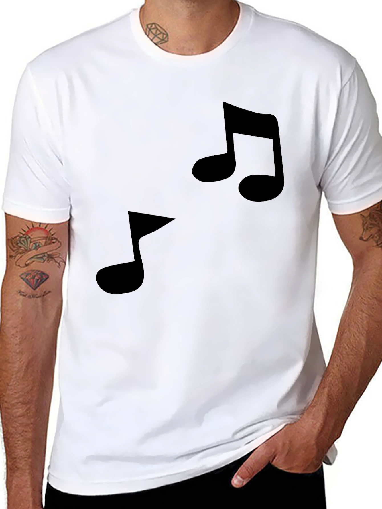 Musical Note Graphic Tee - Black Cotton Comfort