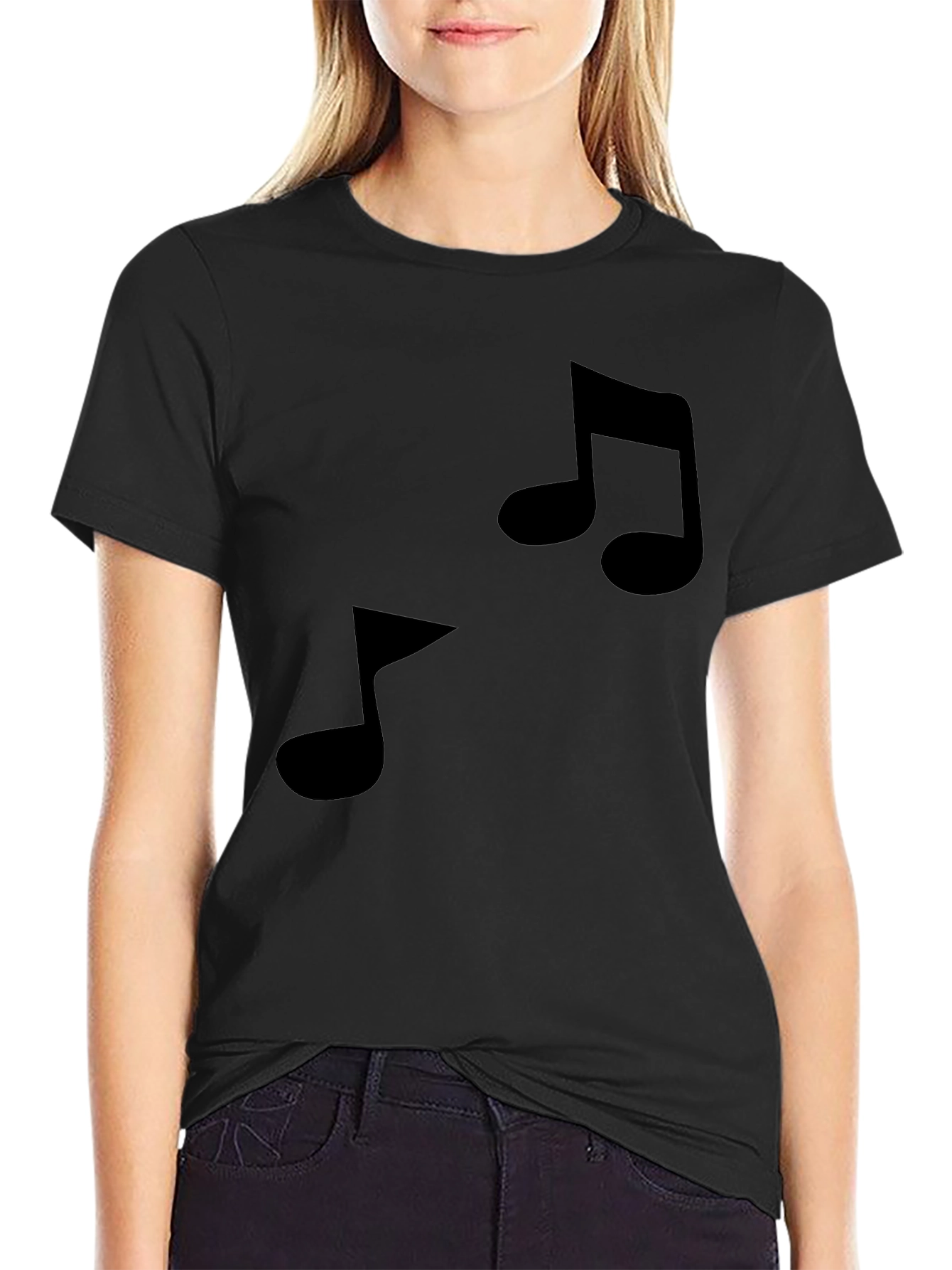 Musical Note Graphic Tee - Black Cotton Comfort