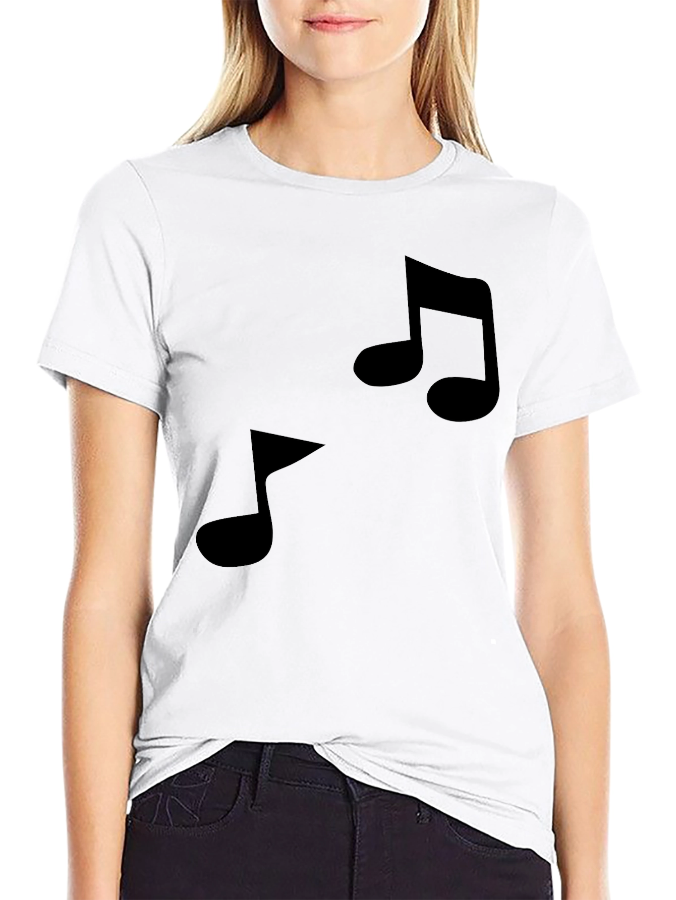 Musical Note Graphic Tee - Black Cotton Comfort