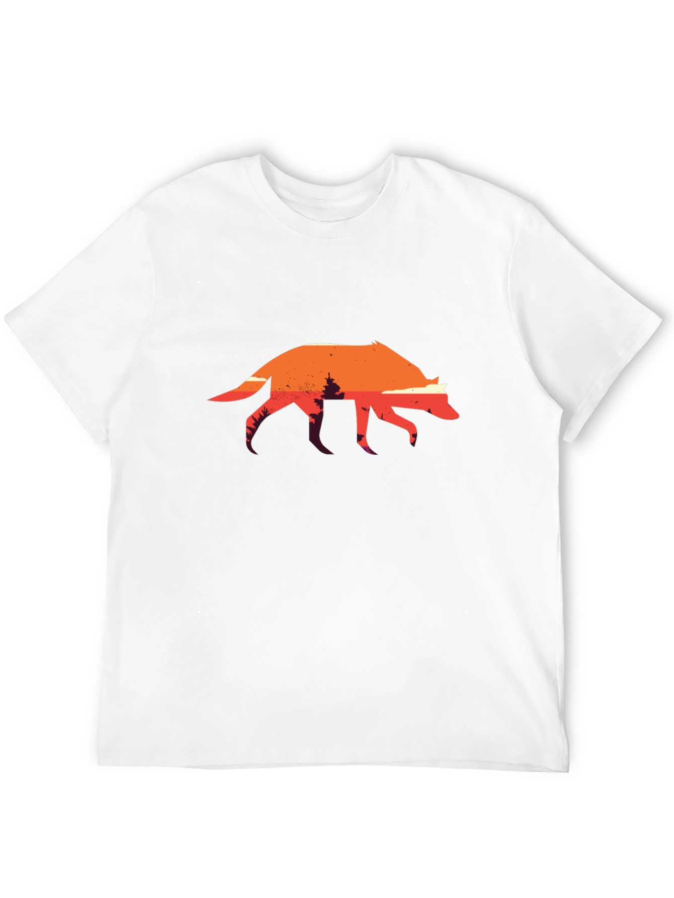 Sunset Wolf Graphic Tee - Black Cotton T-Shirt