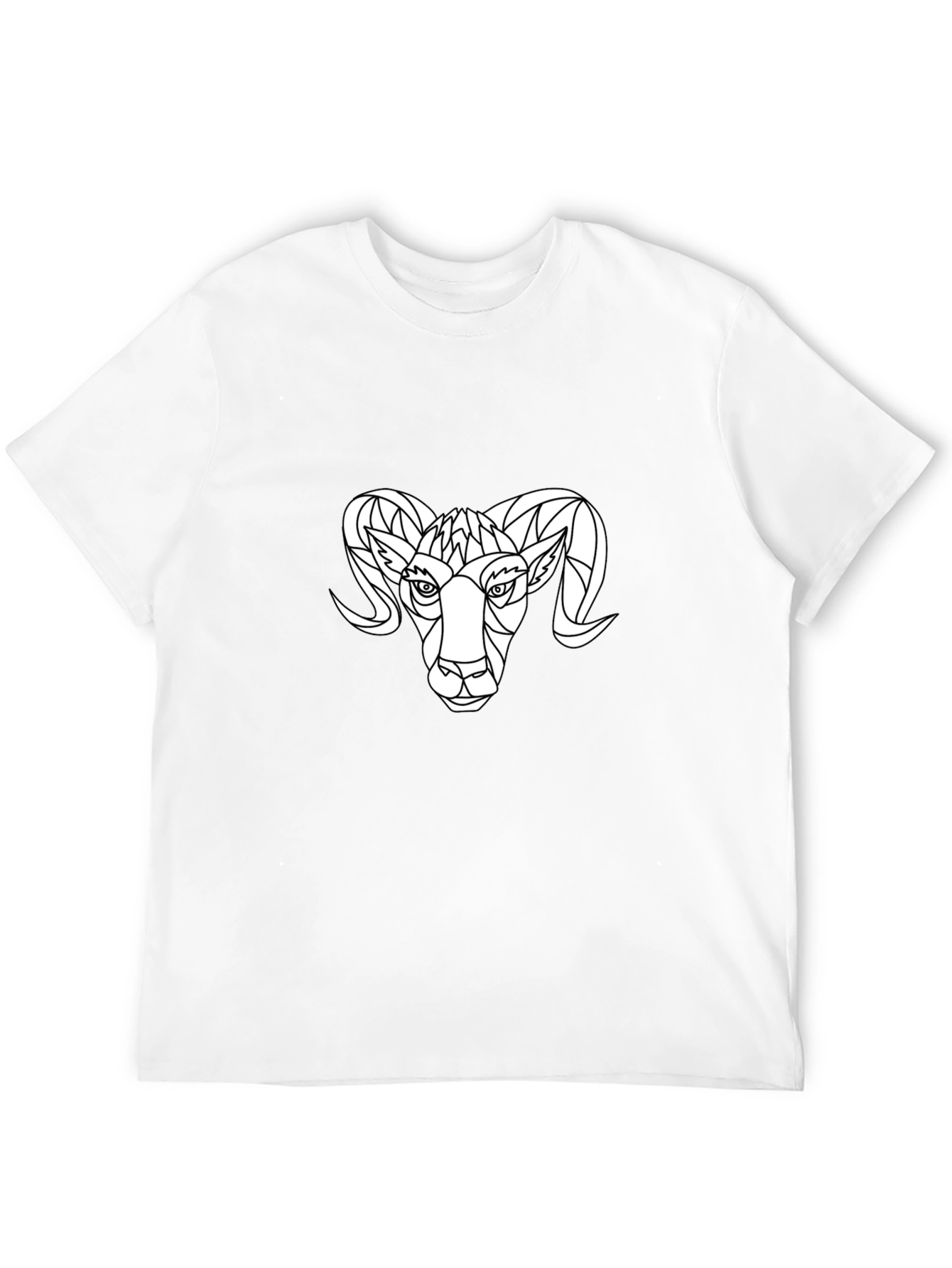 Geometric Ram Graphic Tee - Black Cotton