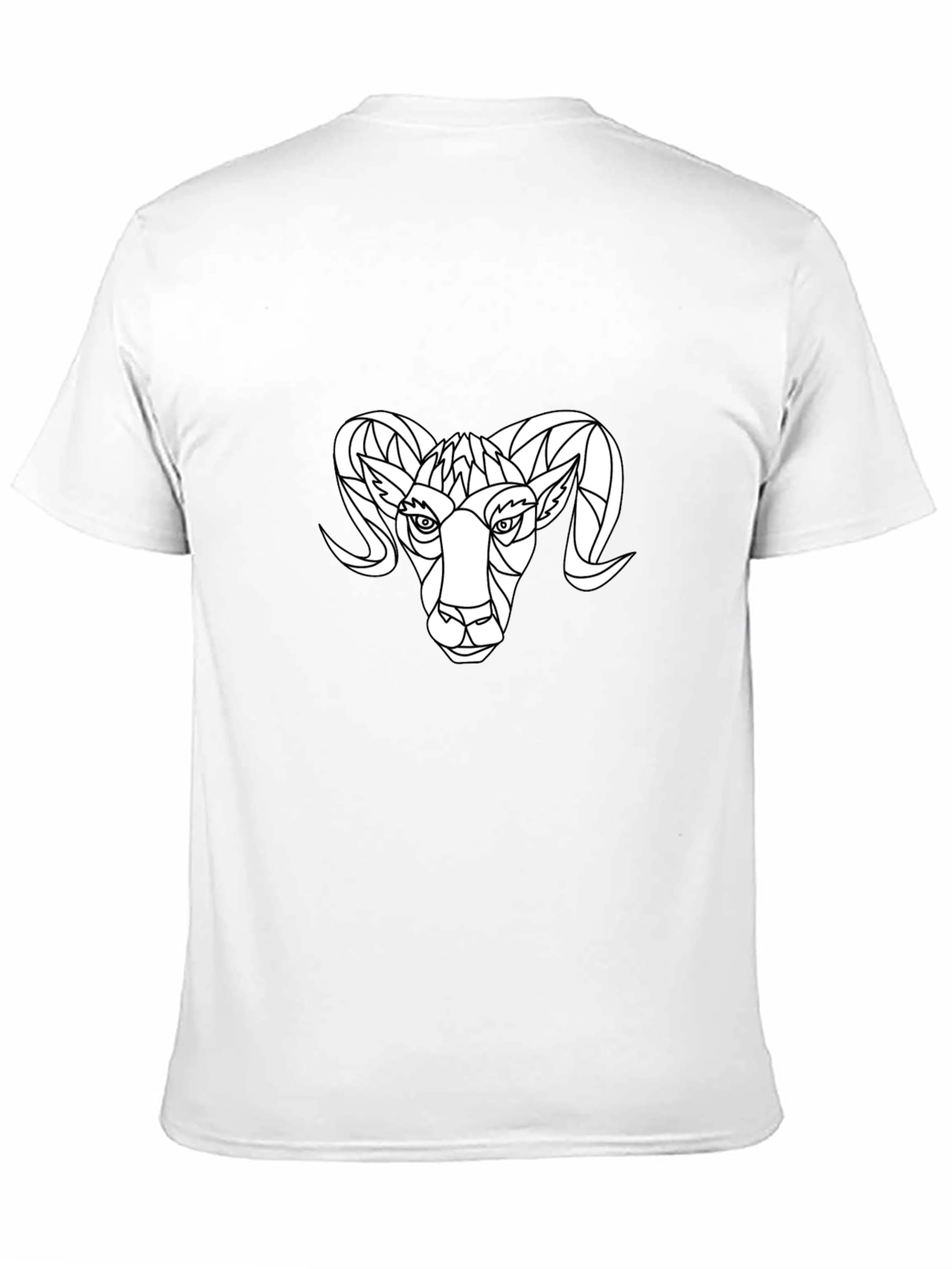 Geometric Ram Graphic Tee - Black Cotton