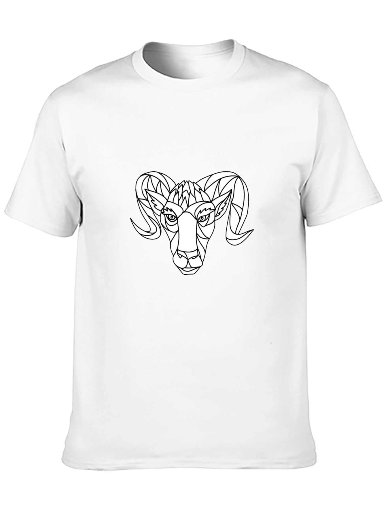 Geometric Ram Graphic Tee - Black Cotton