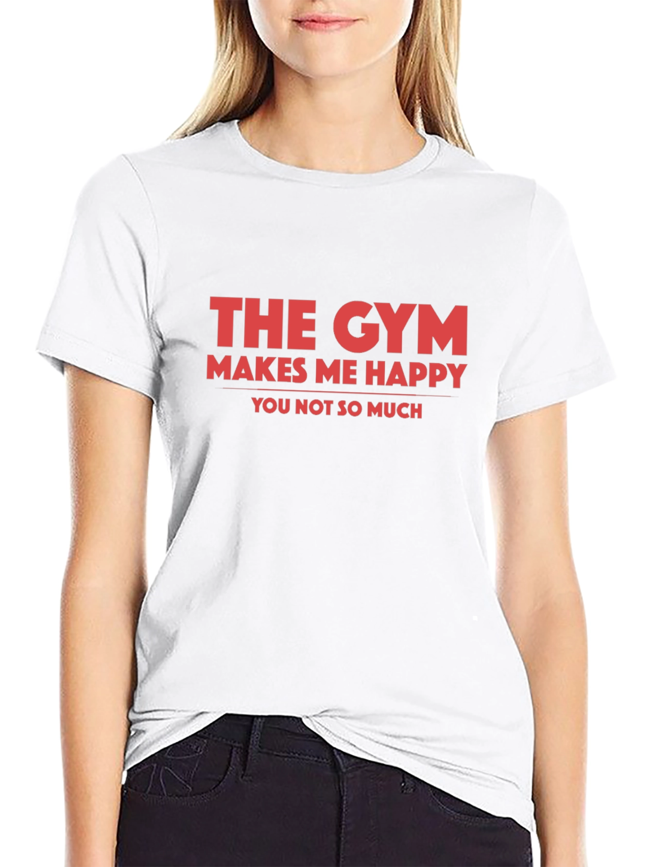 Gym Makes Me Happy Graphic Tee - Black