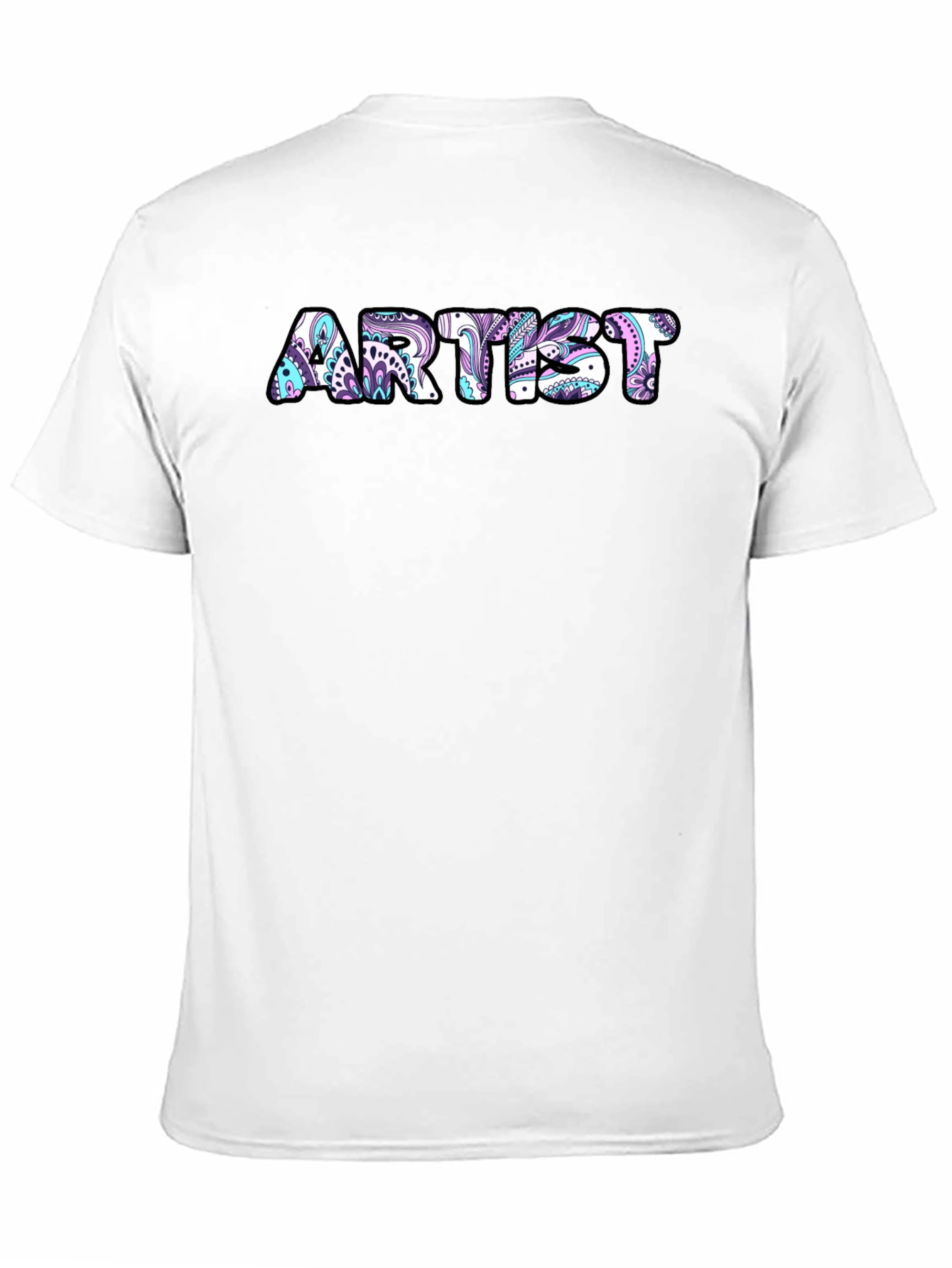 Artist Tee - Floral Design Black Cotton T-Shirt