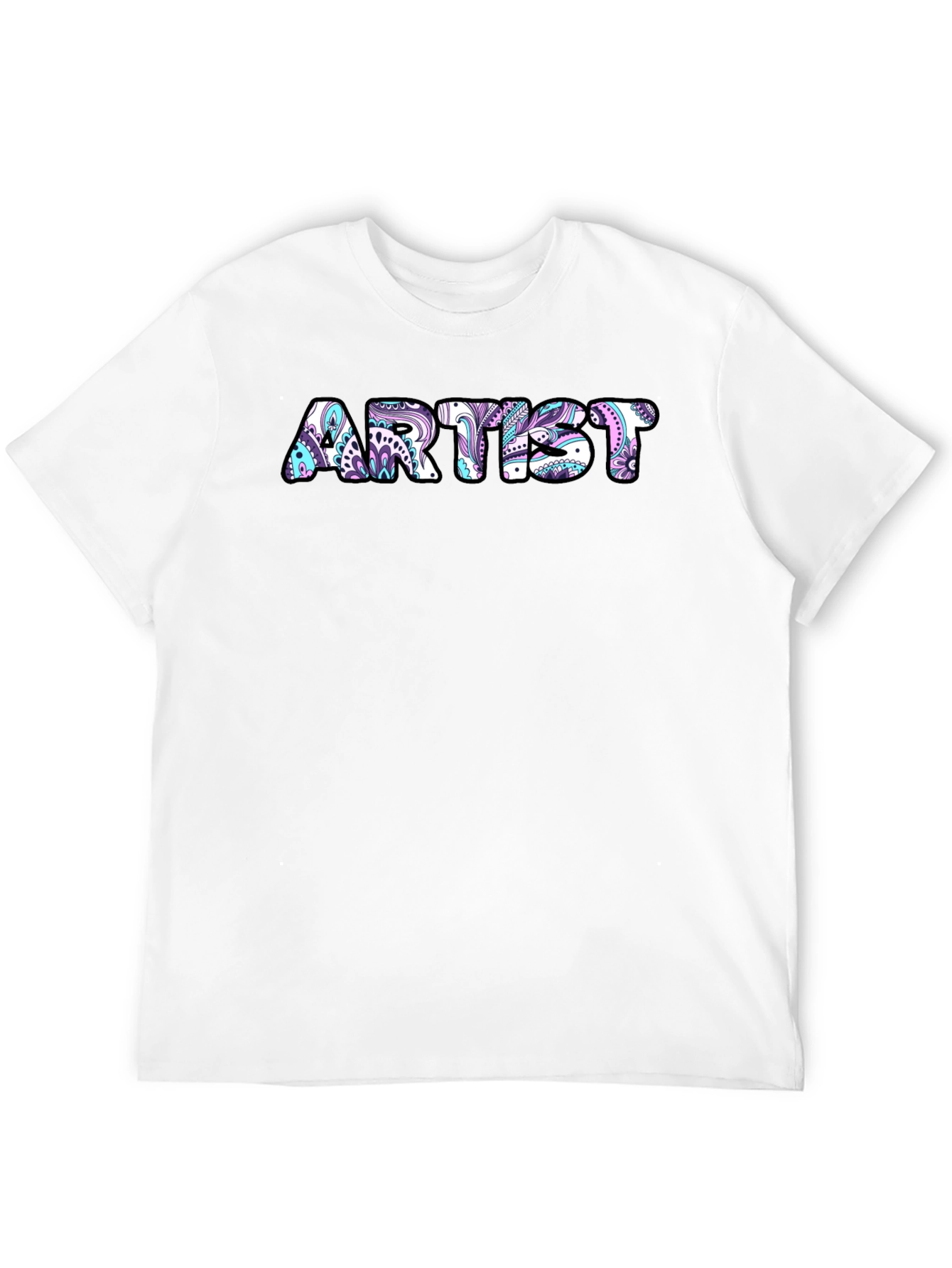 Artist Tee - Floral Design Black Cotton T-Shirt