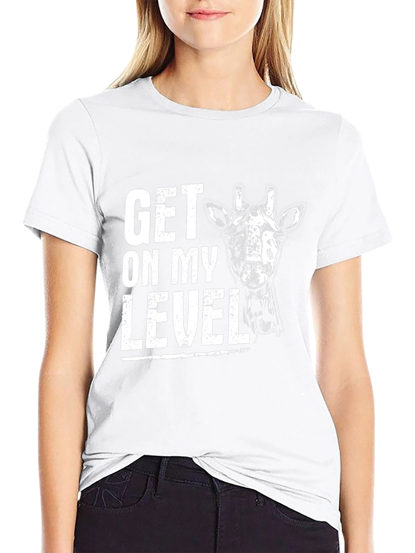Get On My Level Giraffe Graphic Tee - Black