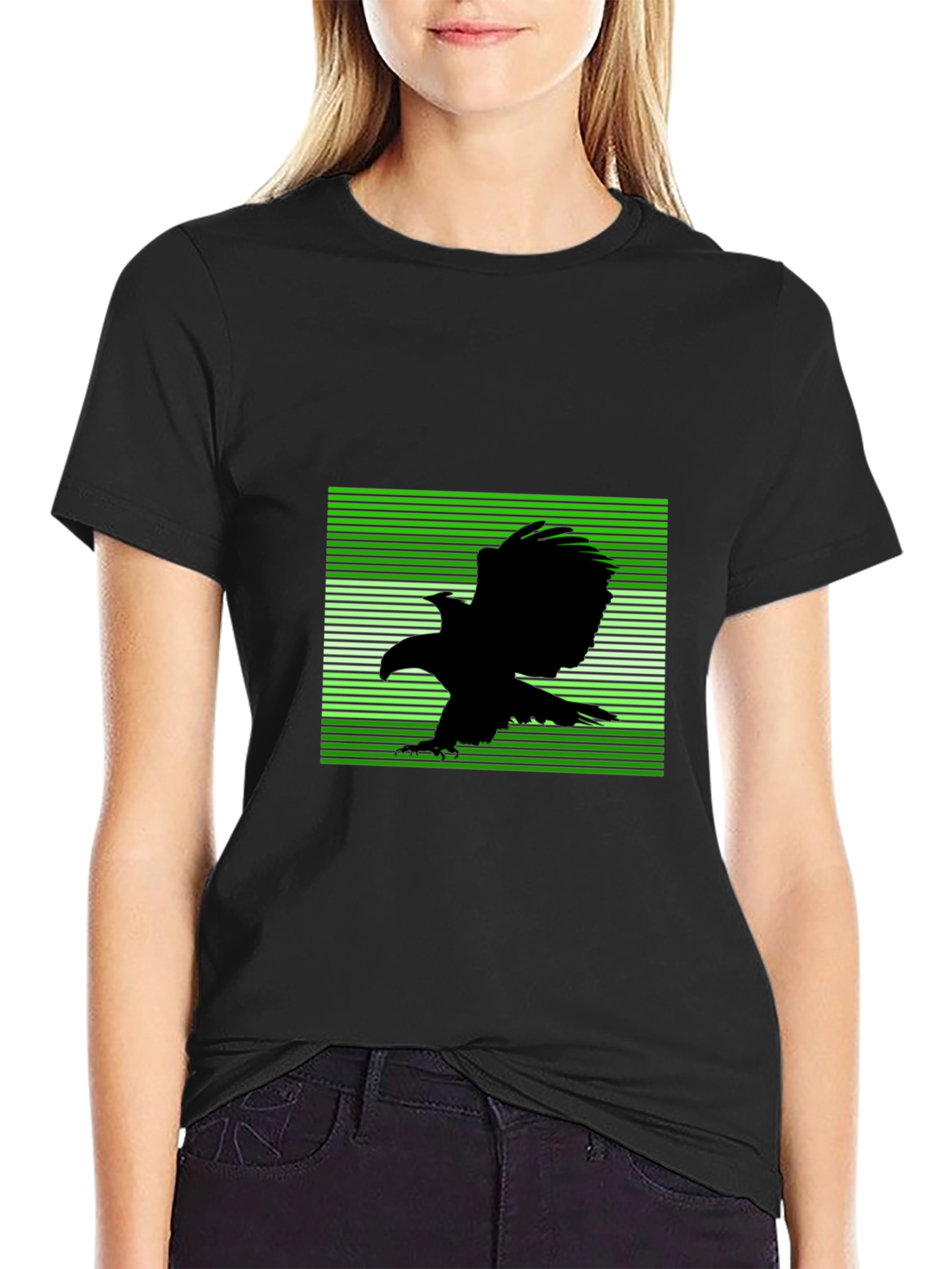 Eagle Graphic Tee - Black Crew Neck Cotton T-Shirt
