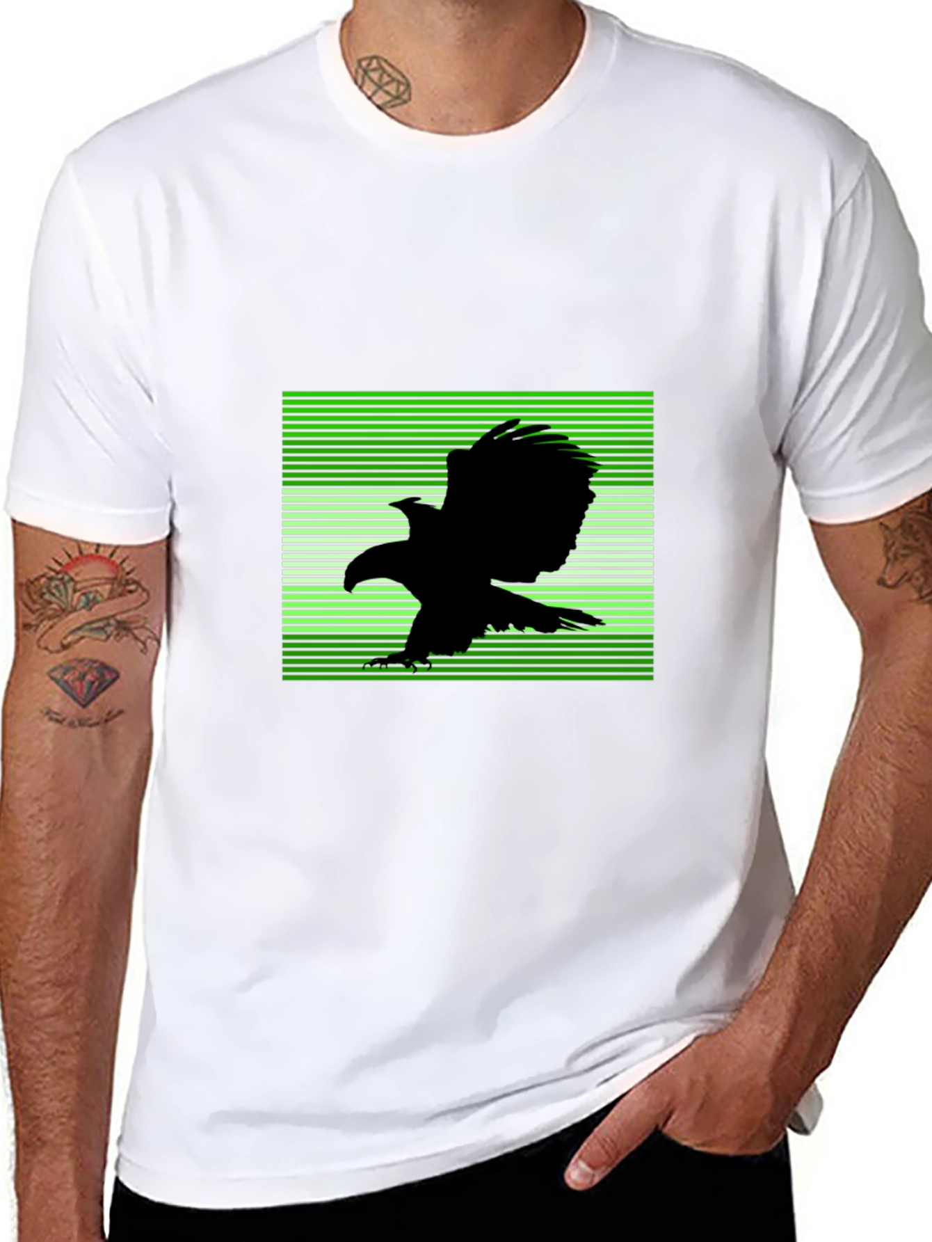 Eagle Graphic Tee - Black Crew Neck Cotton T-Shirt