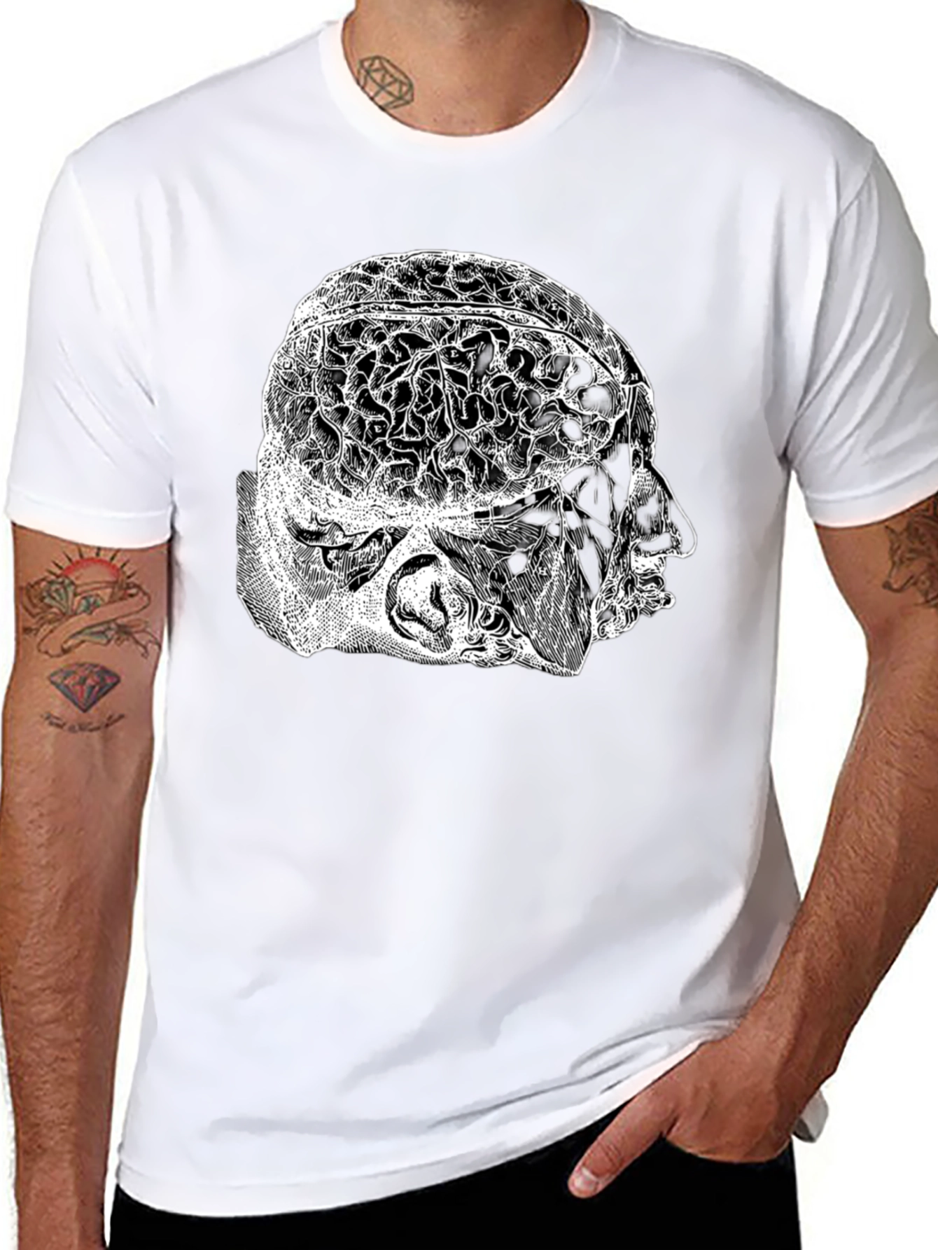 Anatomical Brain Graphic T-Shirt - Black