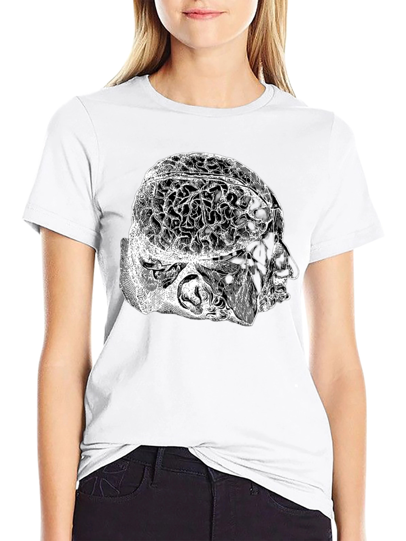 Anatomical Brain Graphic T-Shirt - Black