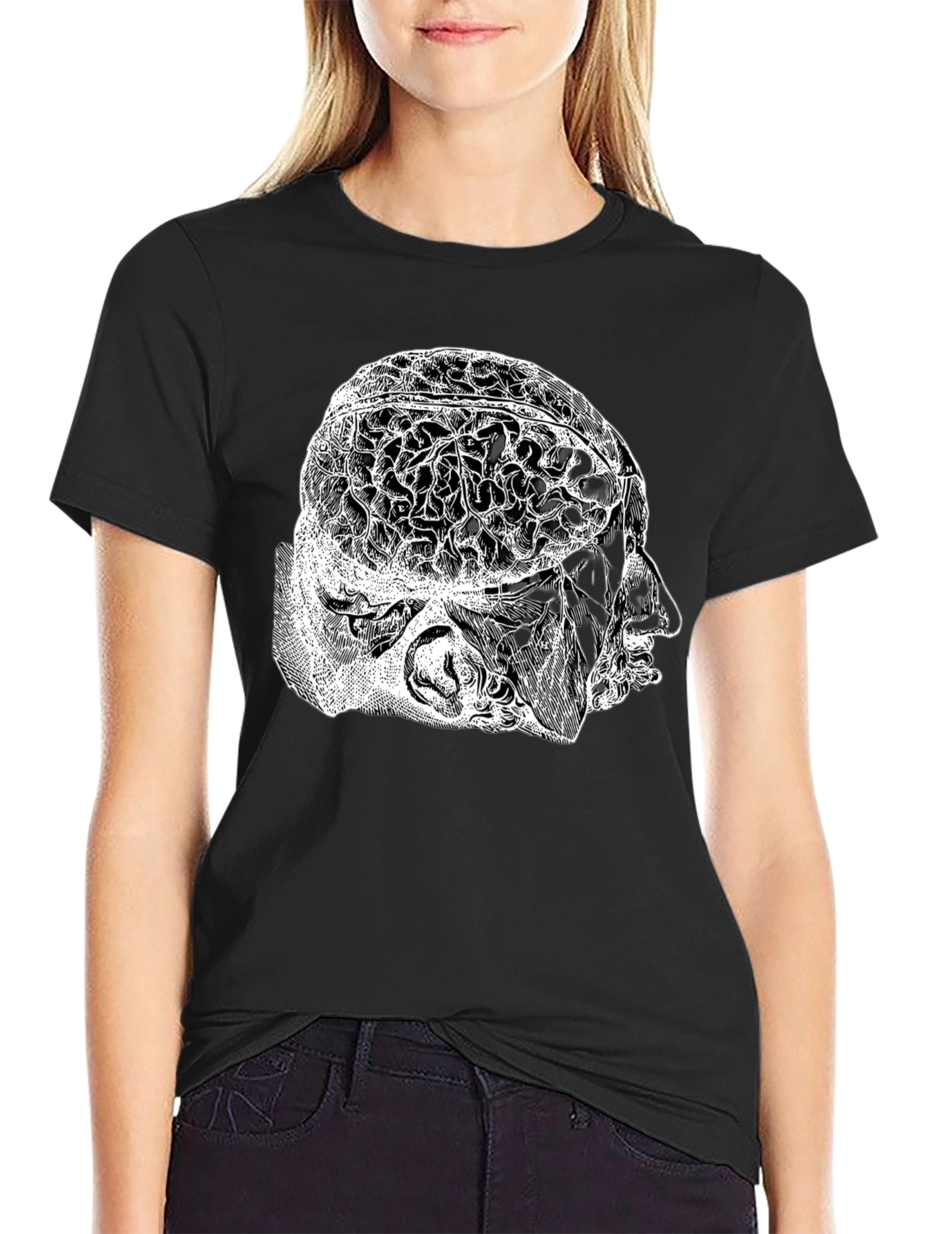 Anatomical Brain Graphic T-Shirt - Black