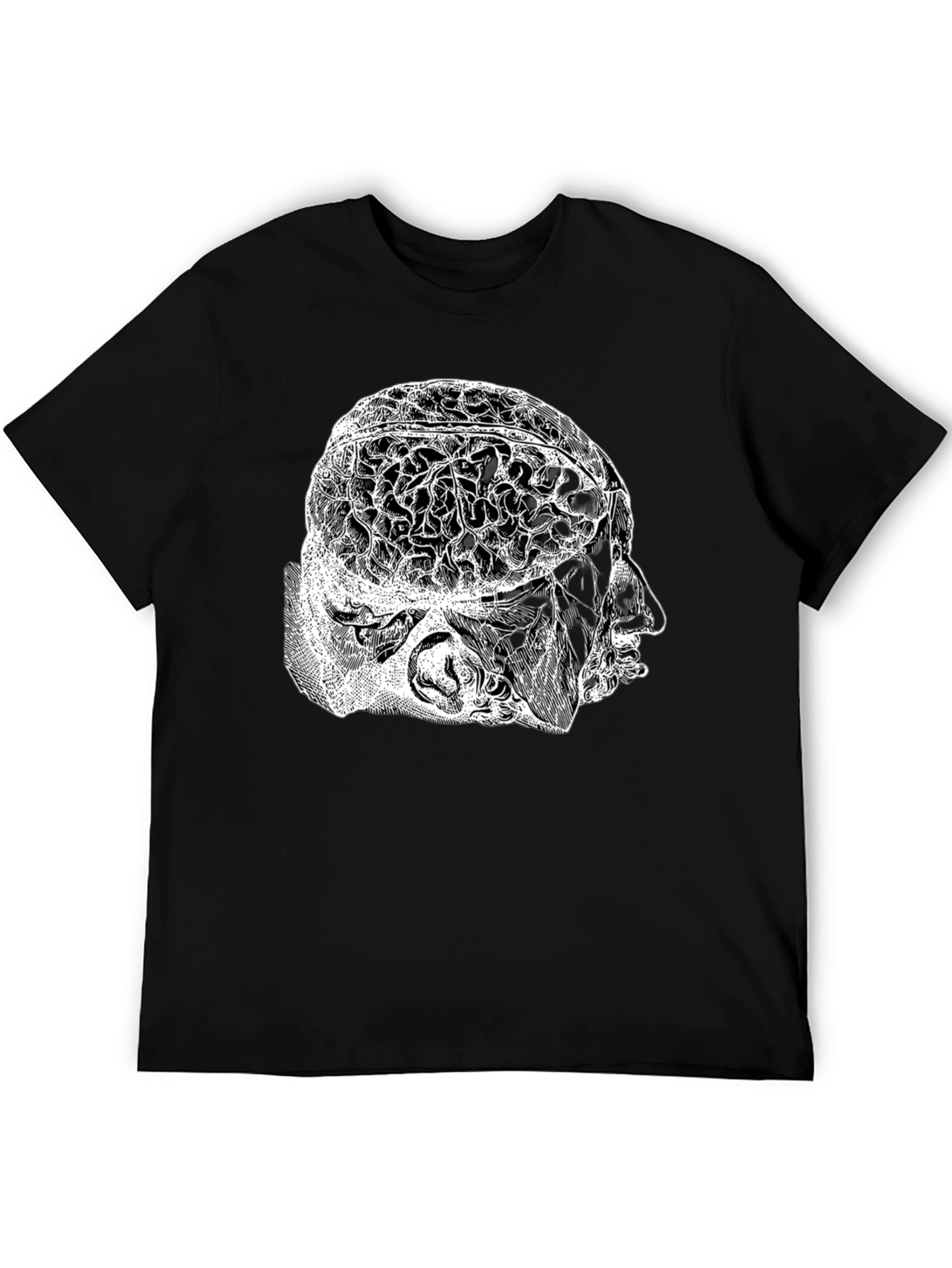 Anatomical Brain Graphic T-Shirt - Black