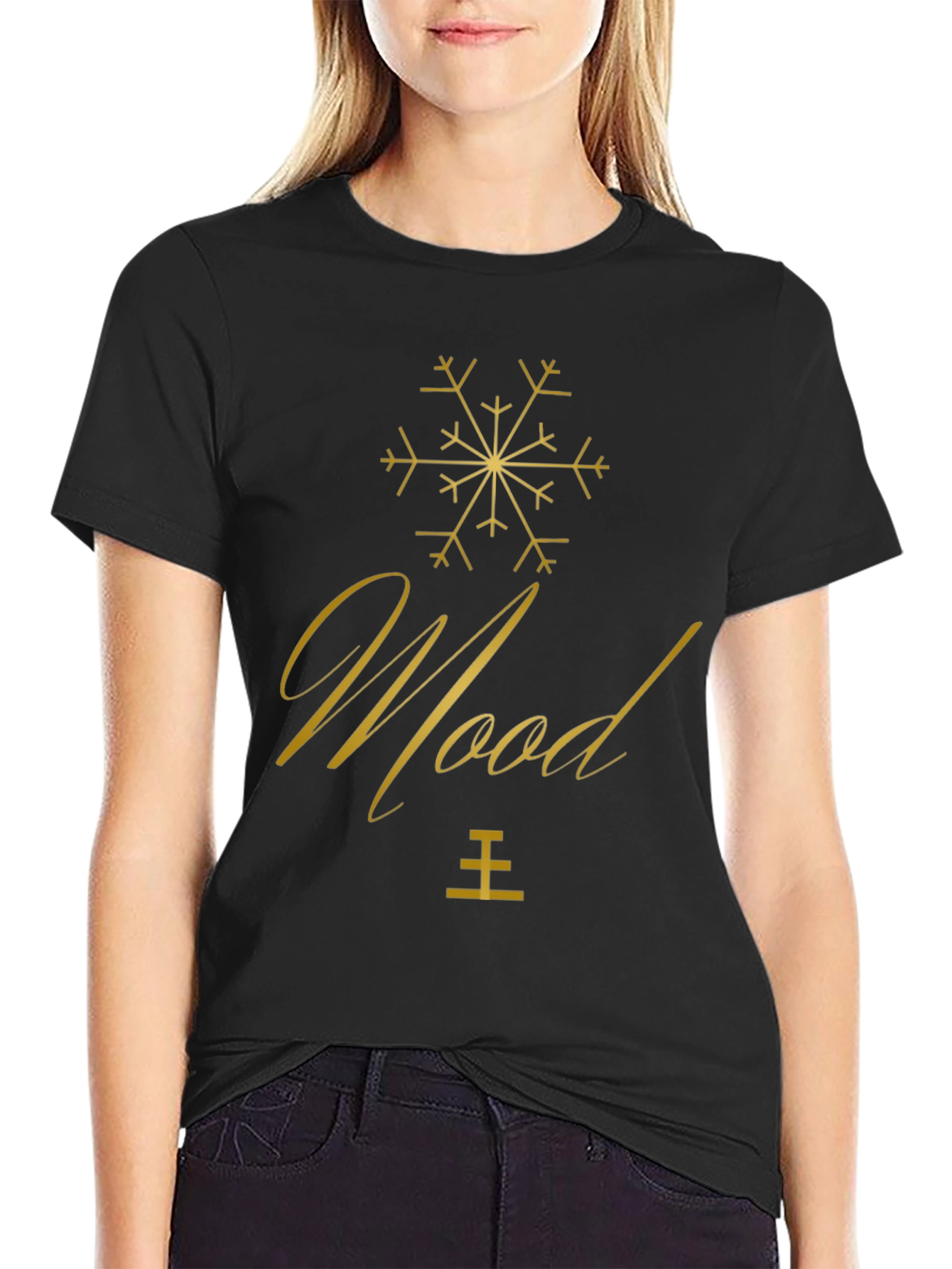 Stylish Mood Graphic Tee - Soft Black T-Shirt