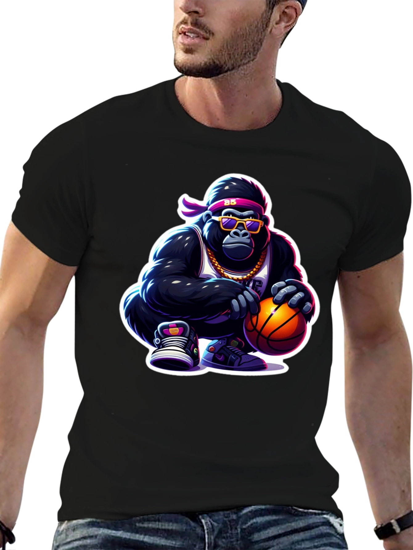 Cool Gorilla Basketball Graphic Tee