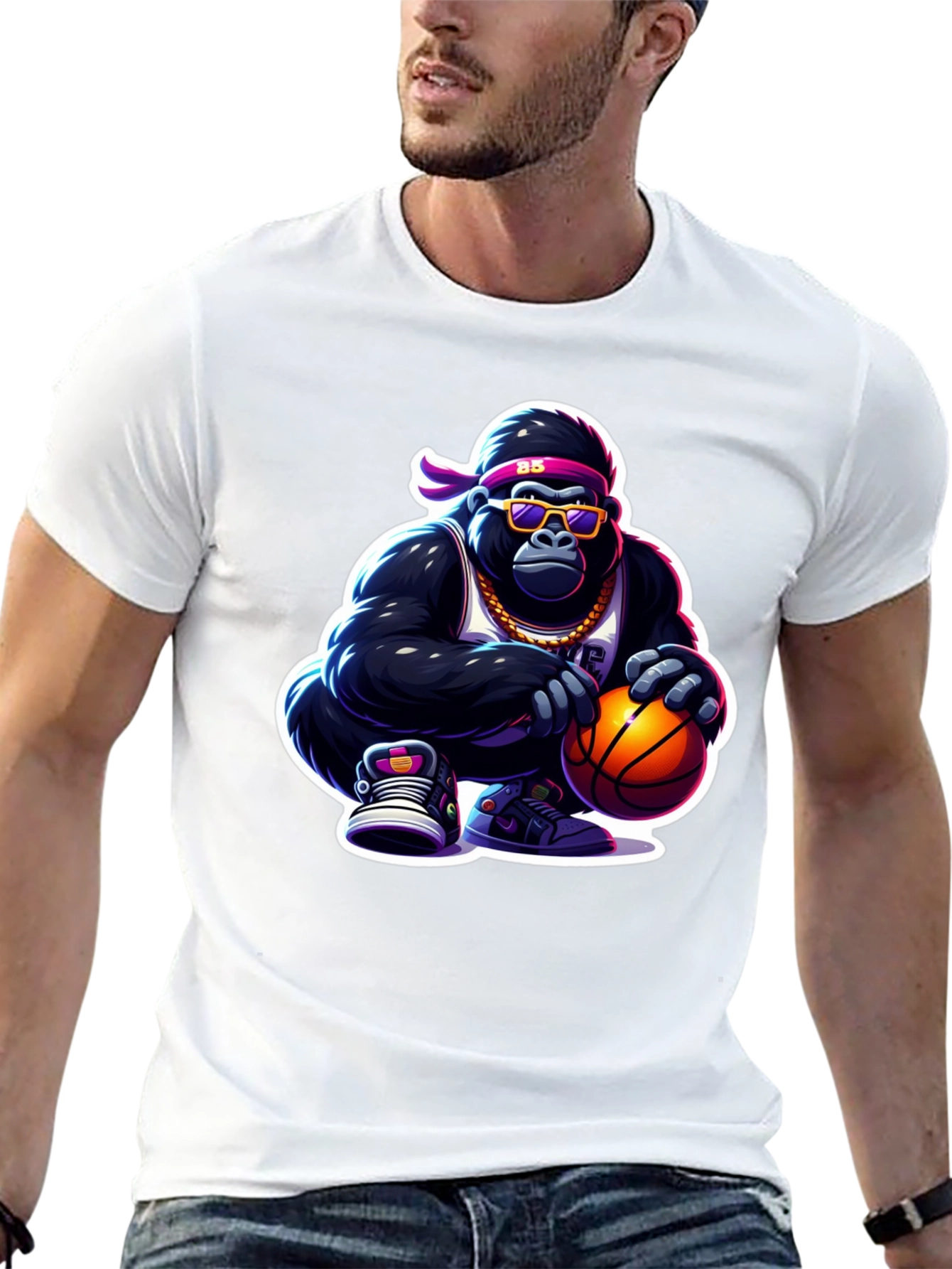 Cool Gorilla Basketball Graphic Tee
