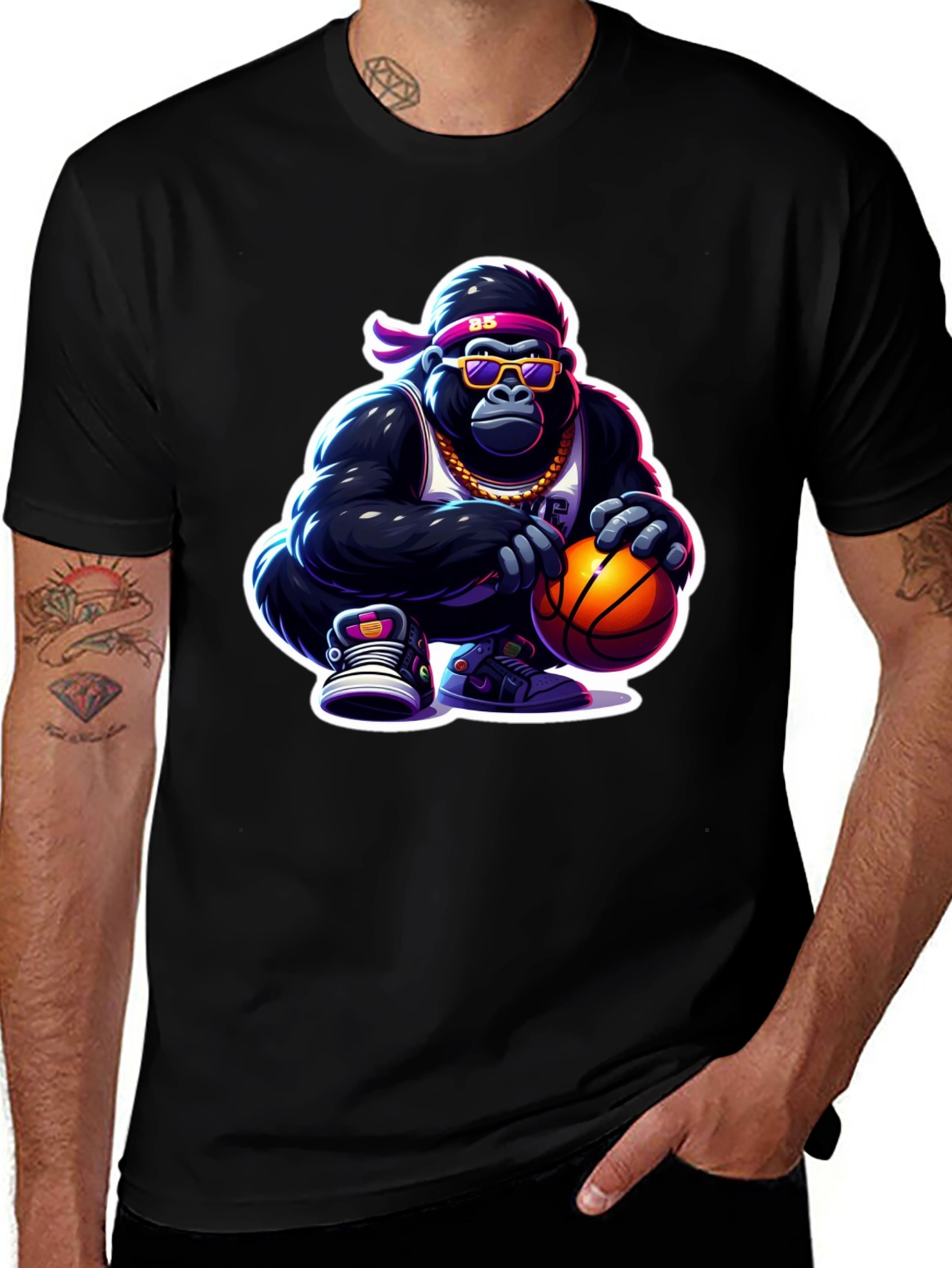 Cool Gorilla Basketball Graphic Tee