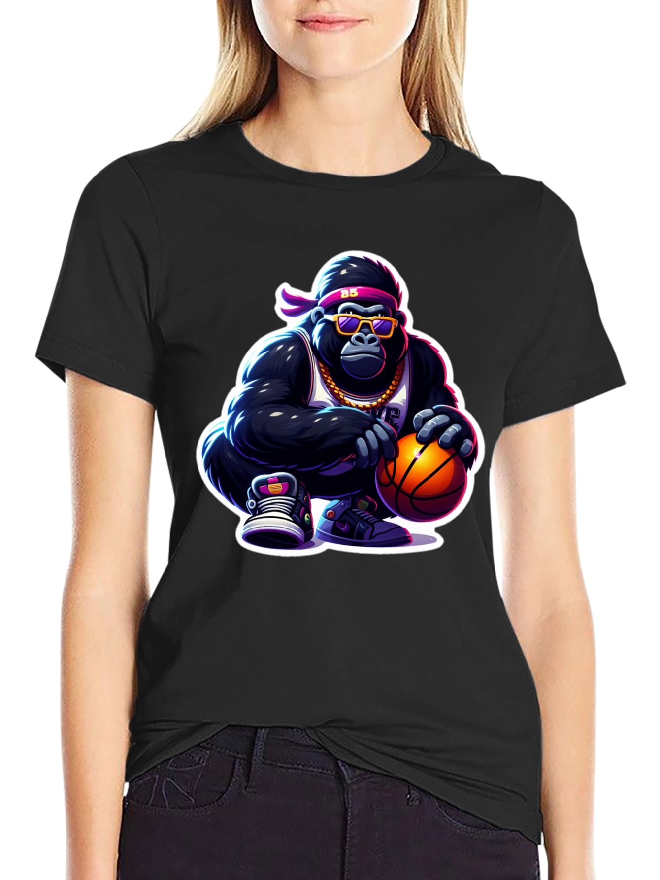 Cool Gorilla Basketball Graphic Tee