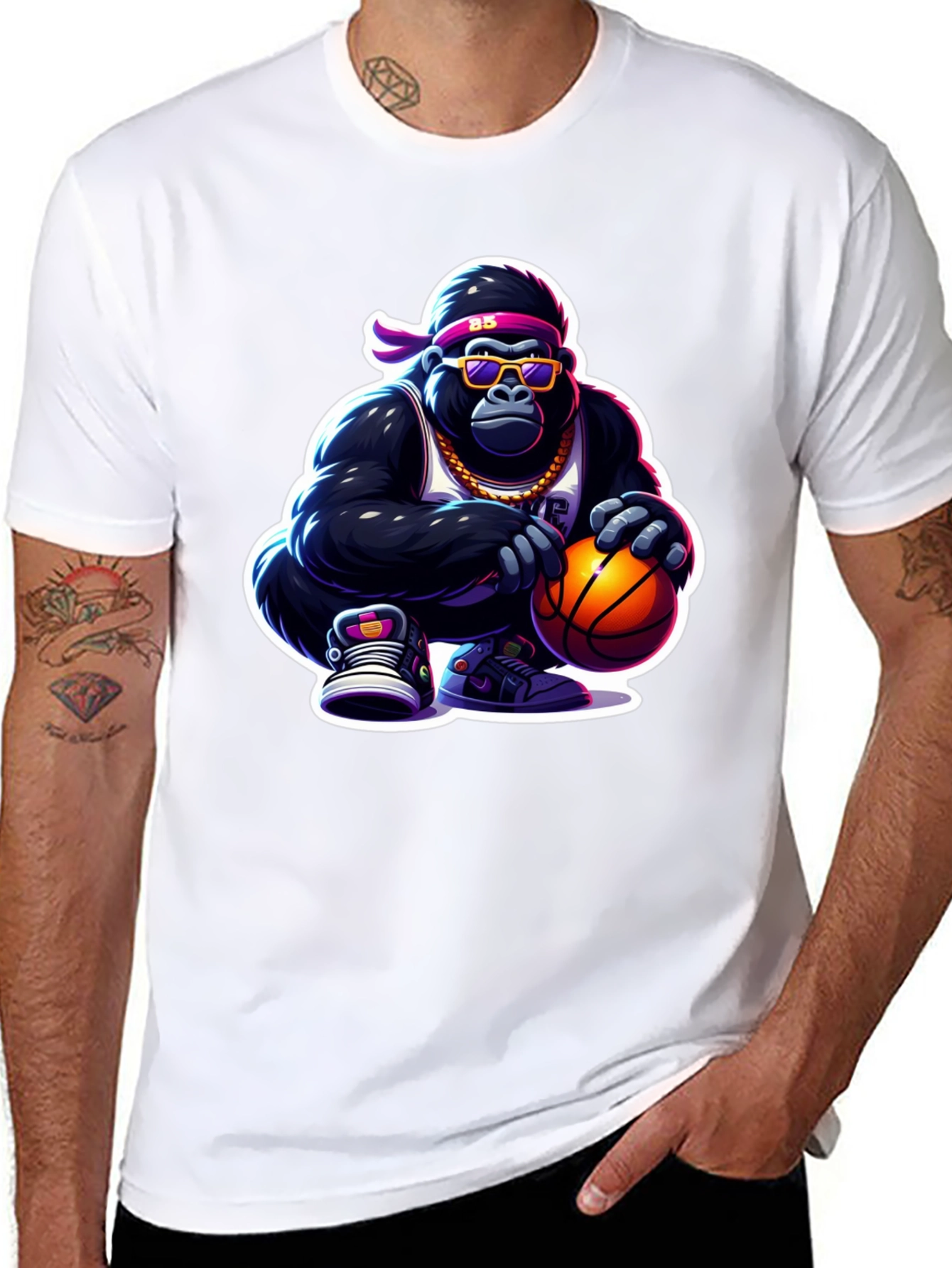 Cool Gorilla Basketball Graphic Tee